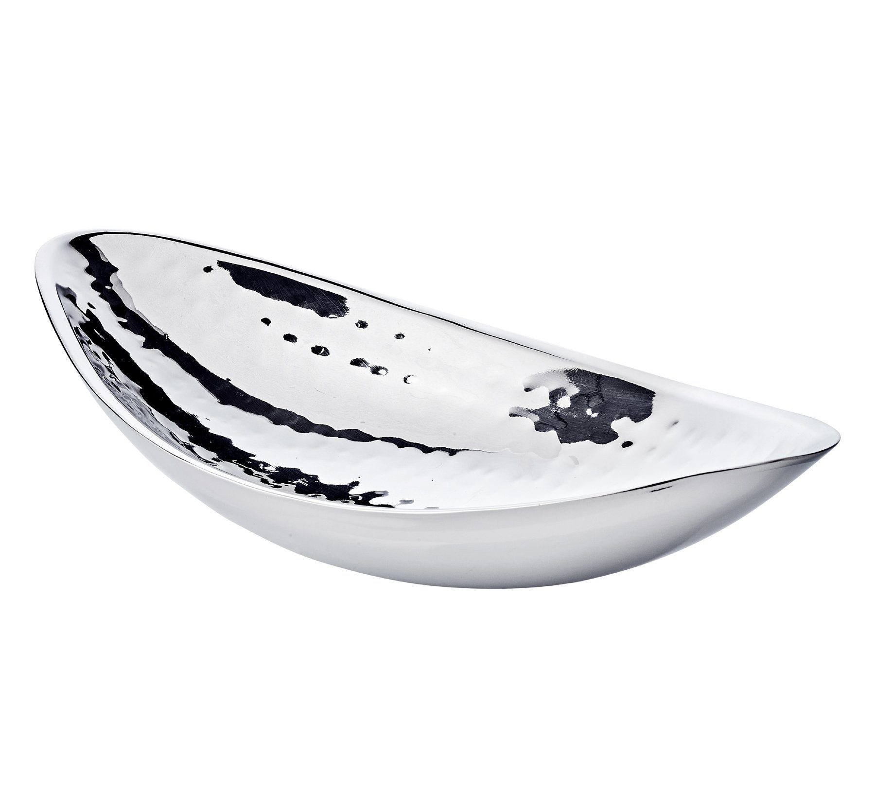 EDZARD Servierschale Halifax, Edelstahl, Edelstahl, Silber-Optik, hochglanzpoliert, gehämmert, L 27 cm