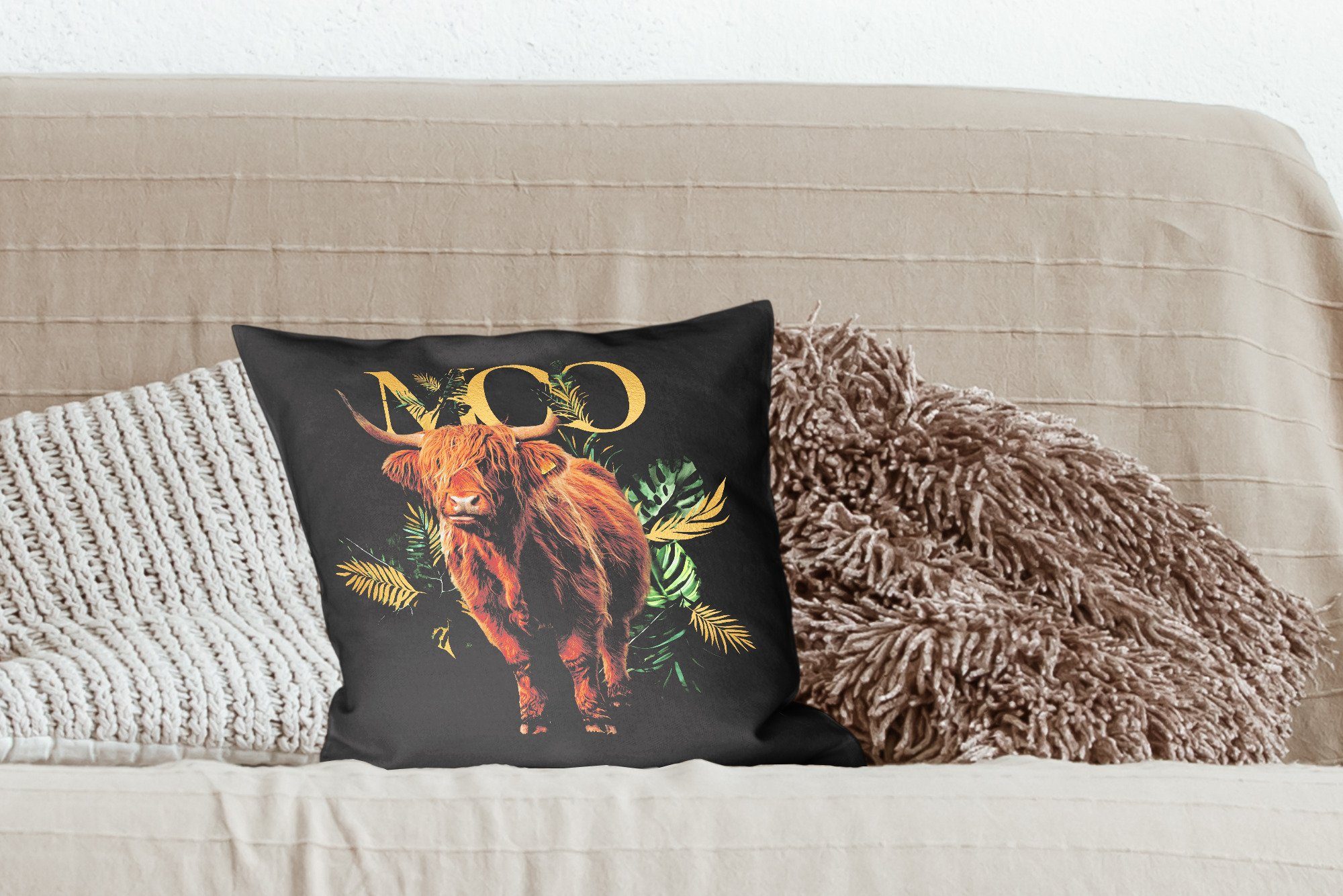 Wohzimmer, mit Dekokissen Marmor, - Sofakissen Schottischer - Gold Highlander MuchoWow für Füllung Deko, Zierkissen Schlafzimmer,