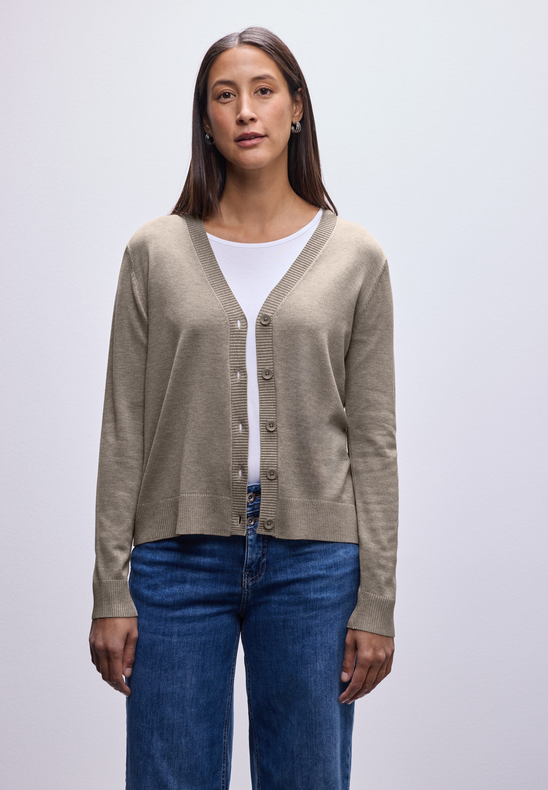 STREET ONE Strickjacke mit Rippstrickdetails günstig online kaufen