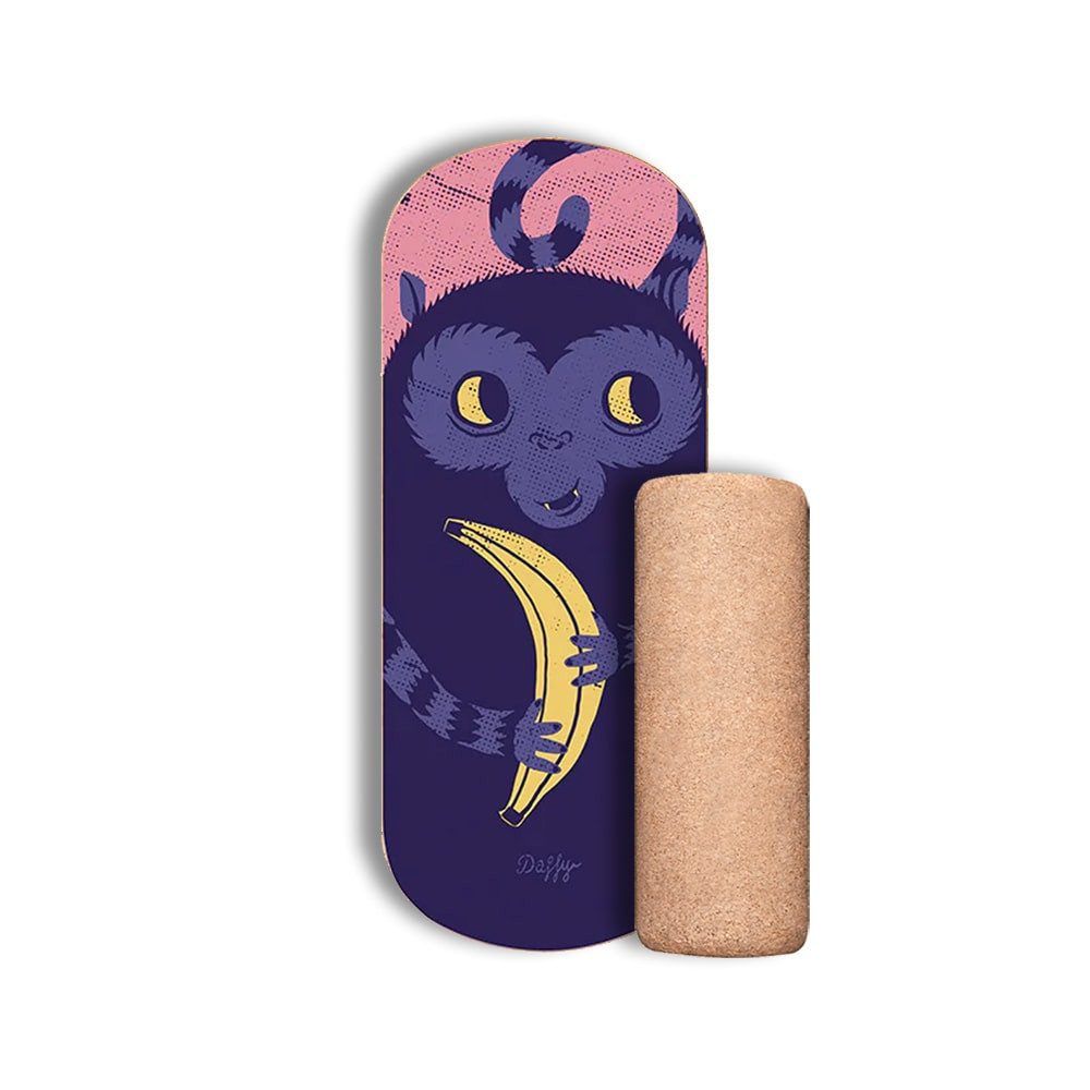 Daffy Boards Balanceboard Kinder Balance Board Set mit Korkrolle - Banana Monkey