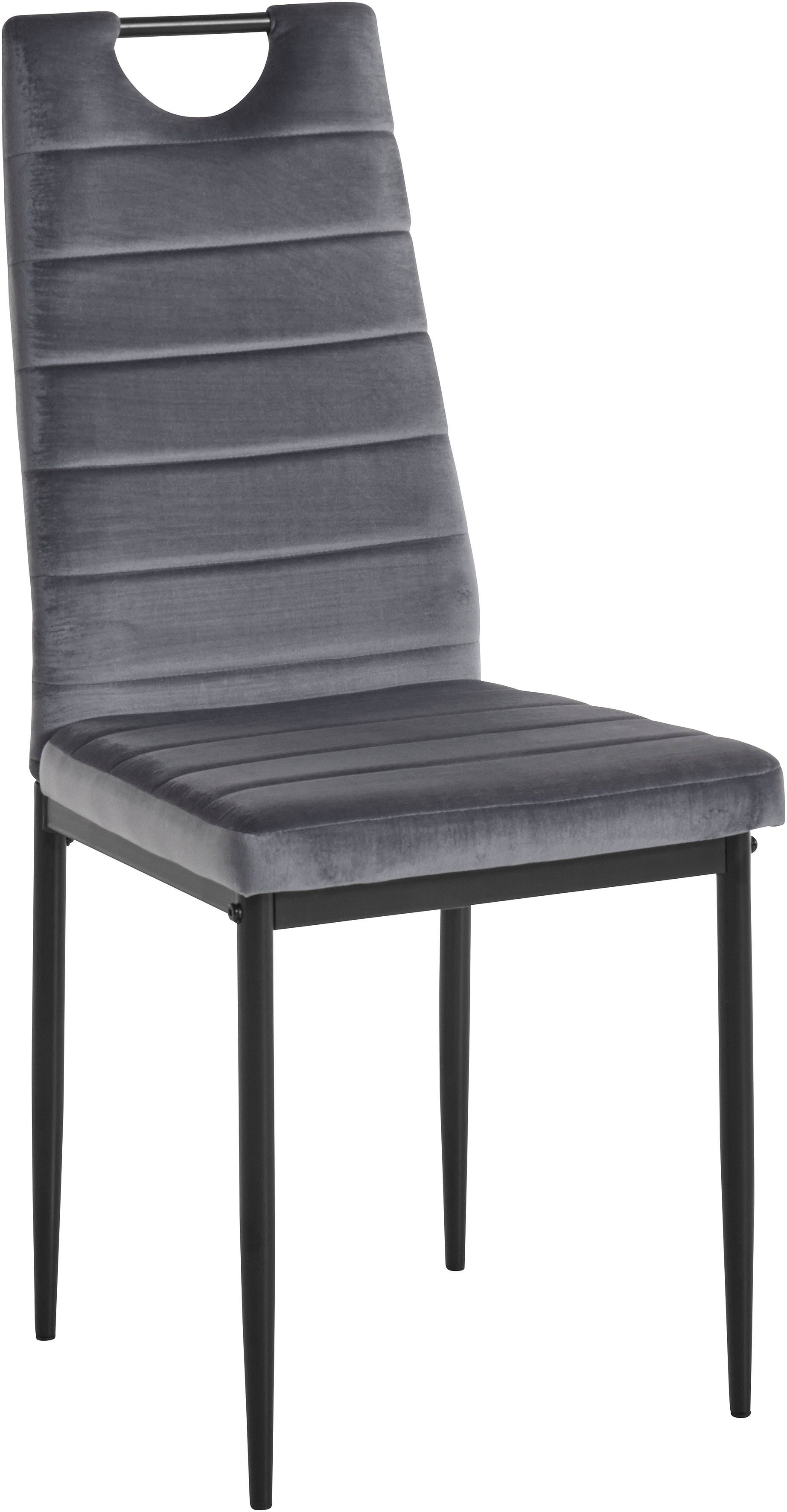 Esszimmerstühlen, grau cm Breite Samtstoff INOSIGN (Set, 5-tlg), Bezug Glastisch, Essgruppe, und 140 aus 4