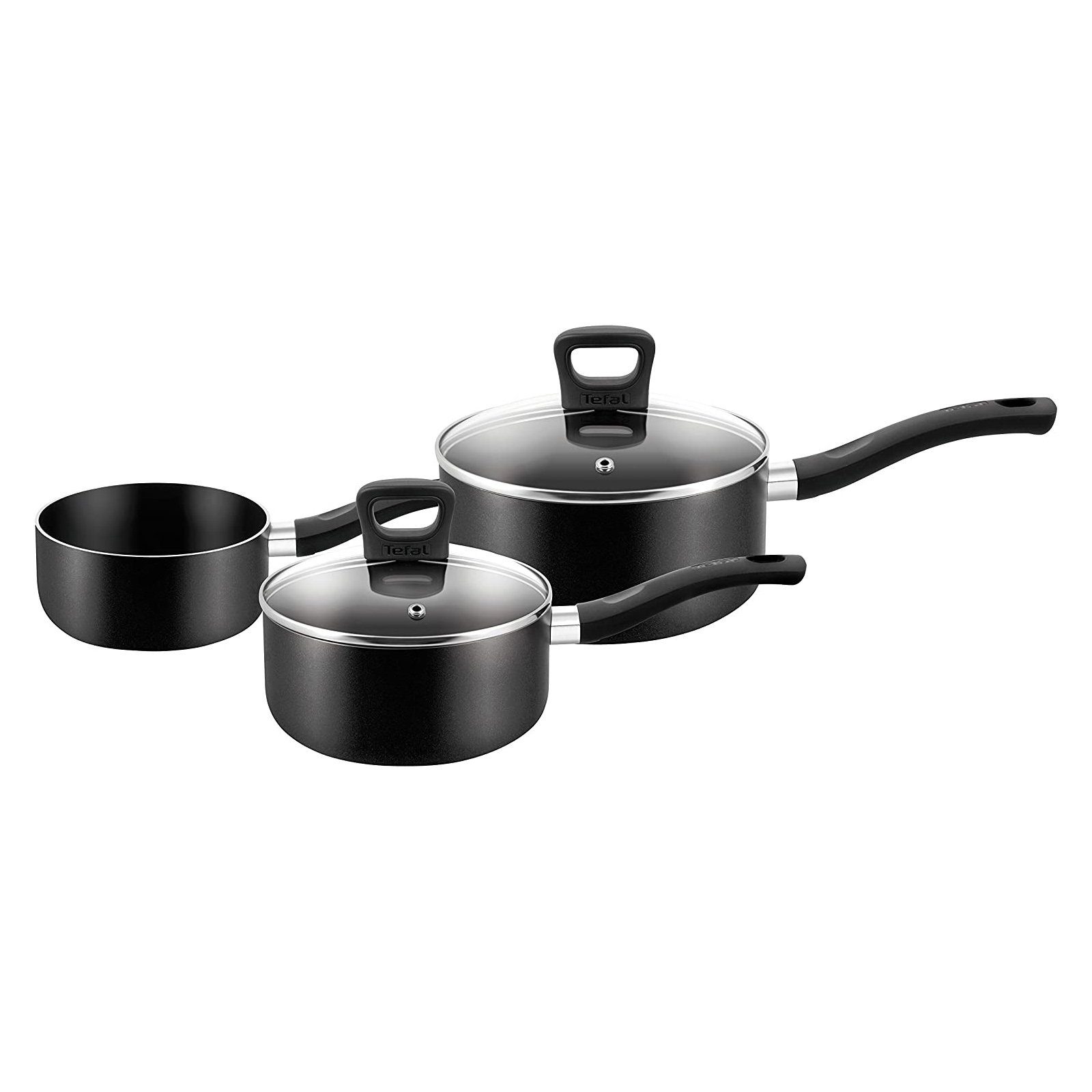 Tefal Topf-Set Signature Suppentöpfe Set Kochtopf Suppentopf Stieltopf, Aluminium-Kokillenguss (Set, 5-tlg., 1x Topf Ø 16 + Deckel, 1x Topf Ø 18 +Deckel & 1x Milchtopf Ø 14 cm), geeignet für alle Kochfelder außer Induktion