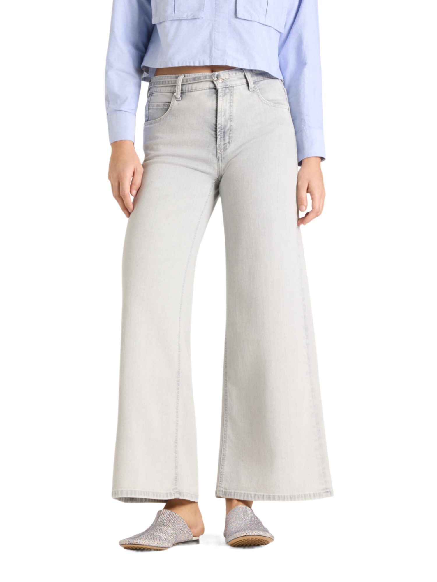 Cambio Stretch-Hose grau,Casual,Baumwolle,Unifarben,Weit