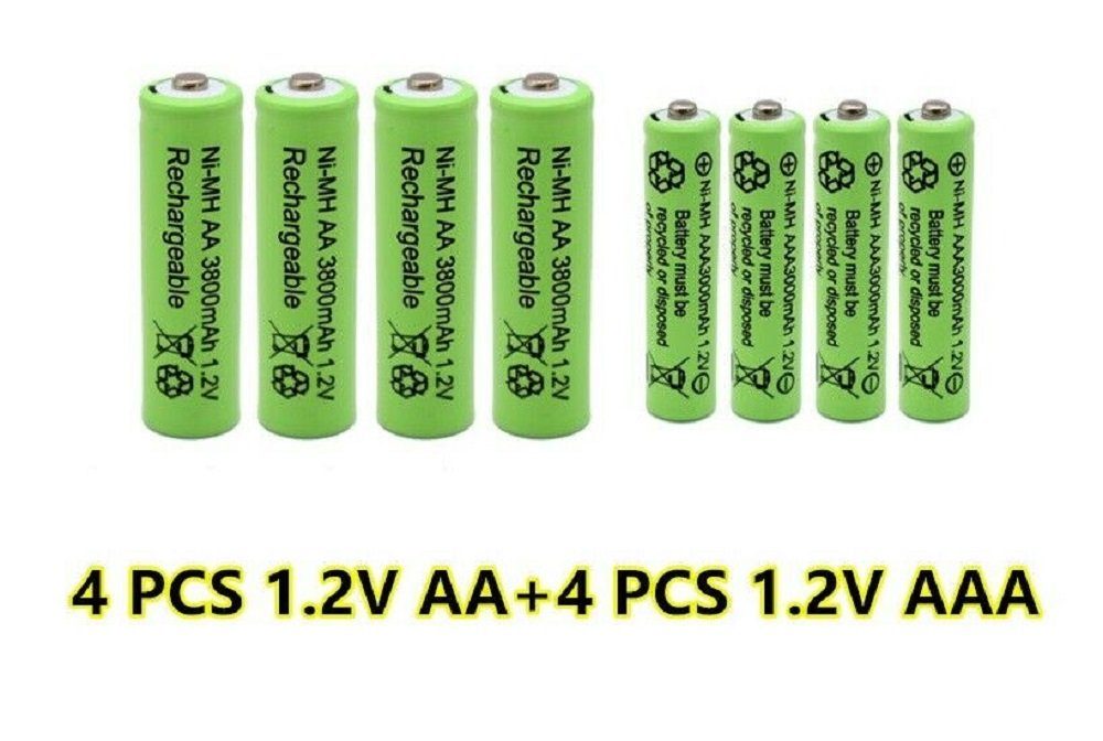 Batterien Akku-Set 4X Philosofia 3600mAh 1,2V Akkus AA 2800mAh + 4X Akkus Akkus AAA Wiederaufladbare