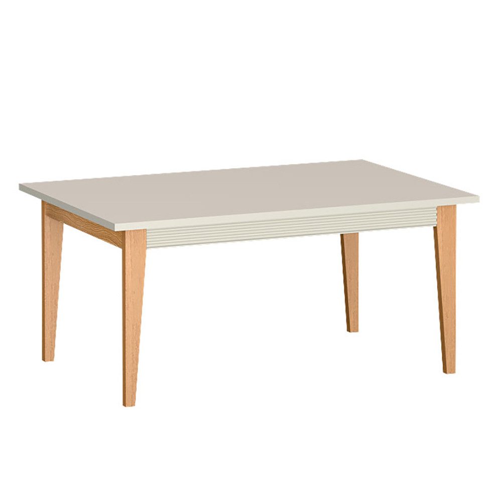 Lomadox Couchtisch WILNA-161, Kaschmir, Massivholz Füße, 90 cm breit, feine Profilfräsung
