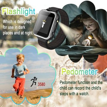 PTHTECHUS Smartwatch (1,44 Zoll, Android iOS), Telefon Zwei Wege Gespräch SOS MP3 Spiel Wiedergab Kameras Sportuhr
