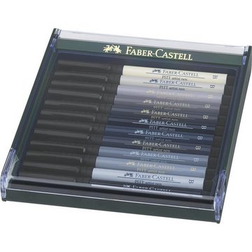 Faber-Castell Künstlerstift Faber-Castell Pitt Artist Pen Brush Tuschestift - 12x grau