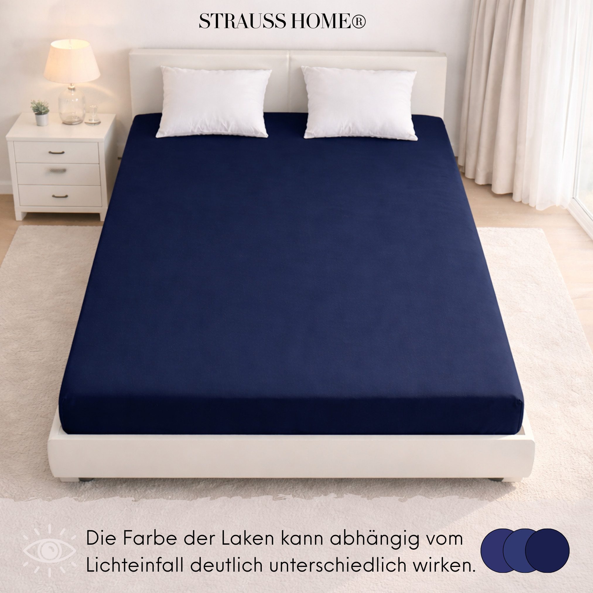 Strauss Home Spannbettlaken Premium 160 g/m² Gekämmte Baumwolle Jersey in Hotelqualität, Gummizug: Rundumgummi, OEKO-TEX®-zertifiziert - Hotelqualität – Formsta – Bild 5 von 5