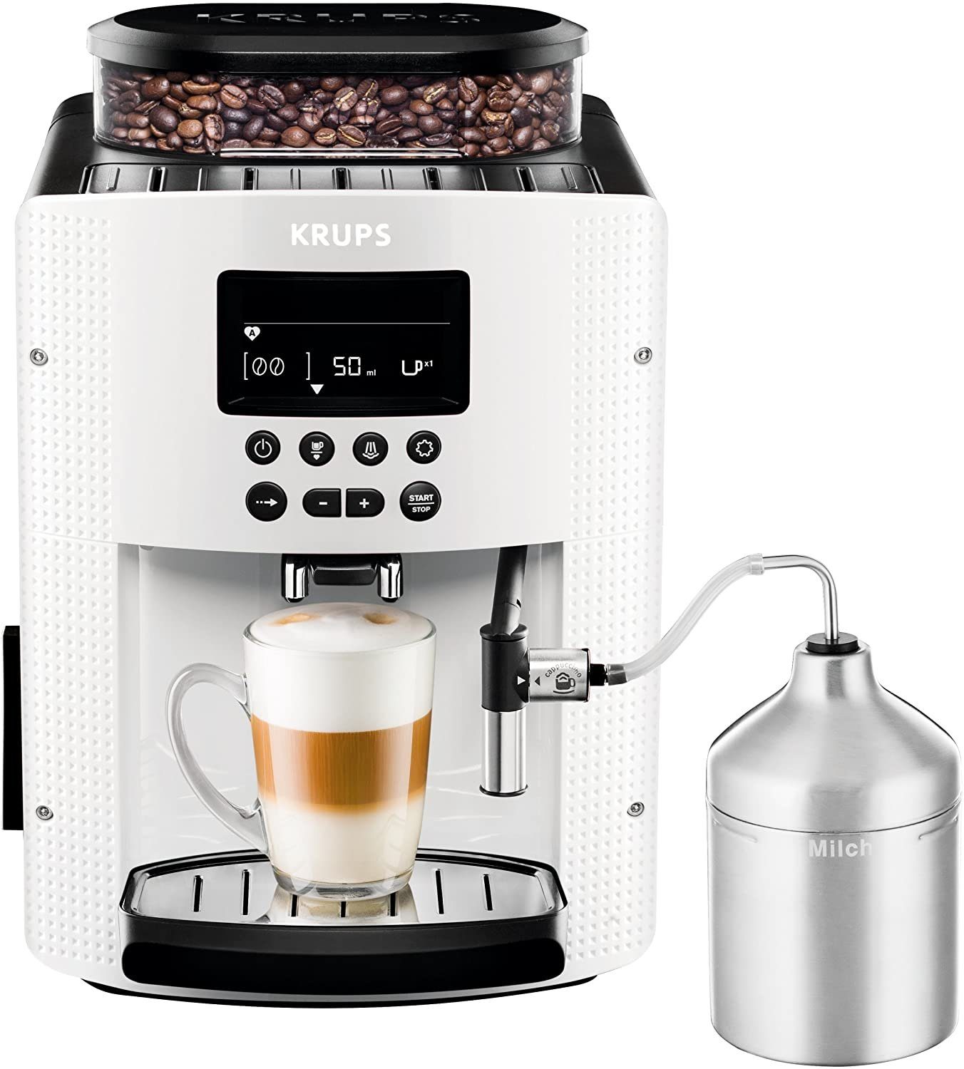 Krups Kaffeevollautomat EA8161 Espresso Kaf-fee-voll-au-to-mat INKLUSIVE XS6000 Pisa weiß