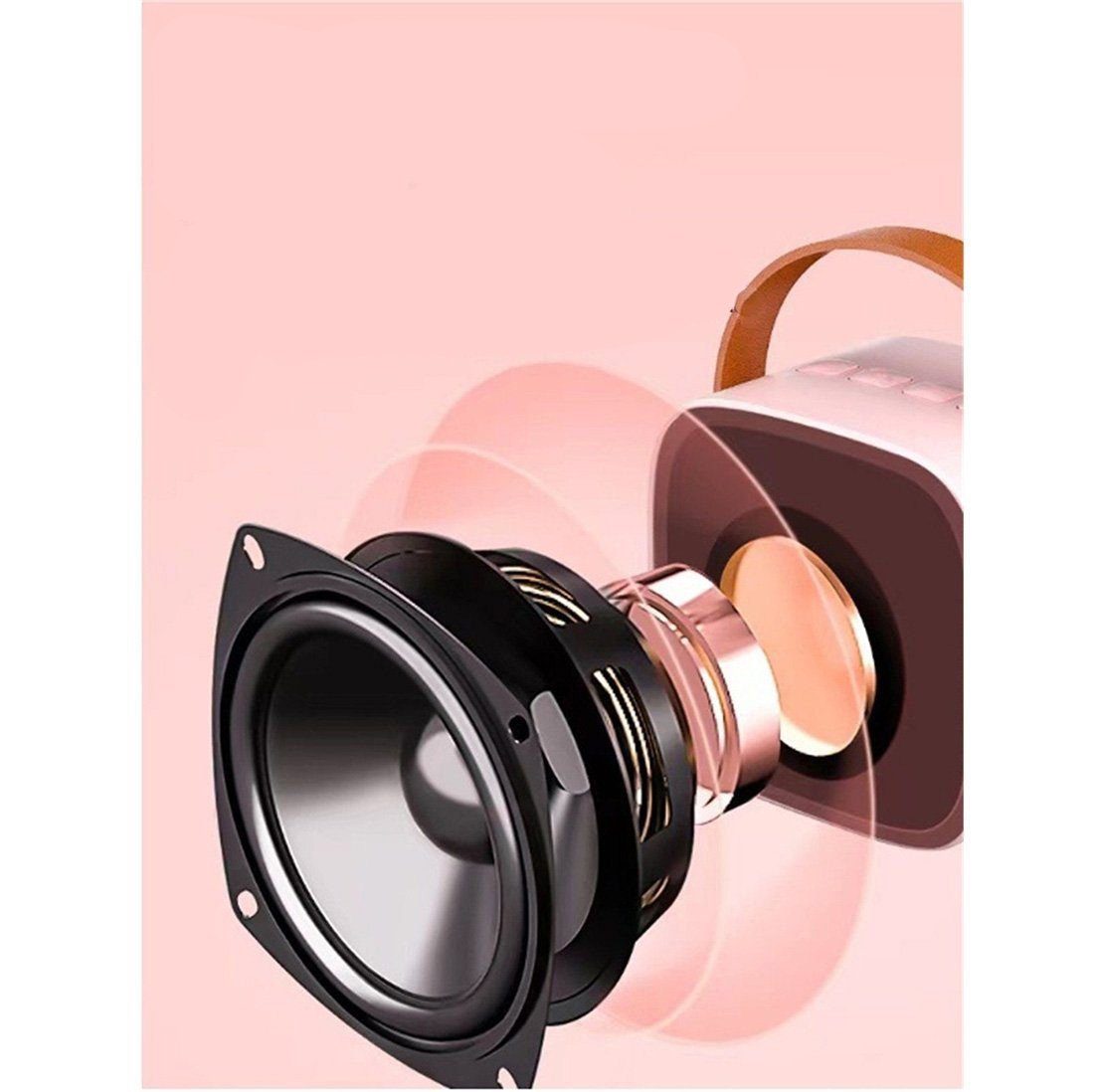 DAYUT rosa Tragbares Mini-Lautsprechermikrofon-Set, Lautsprecher