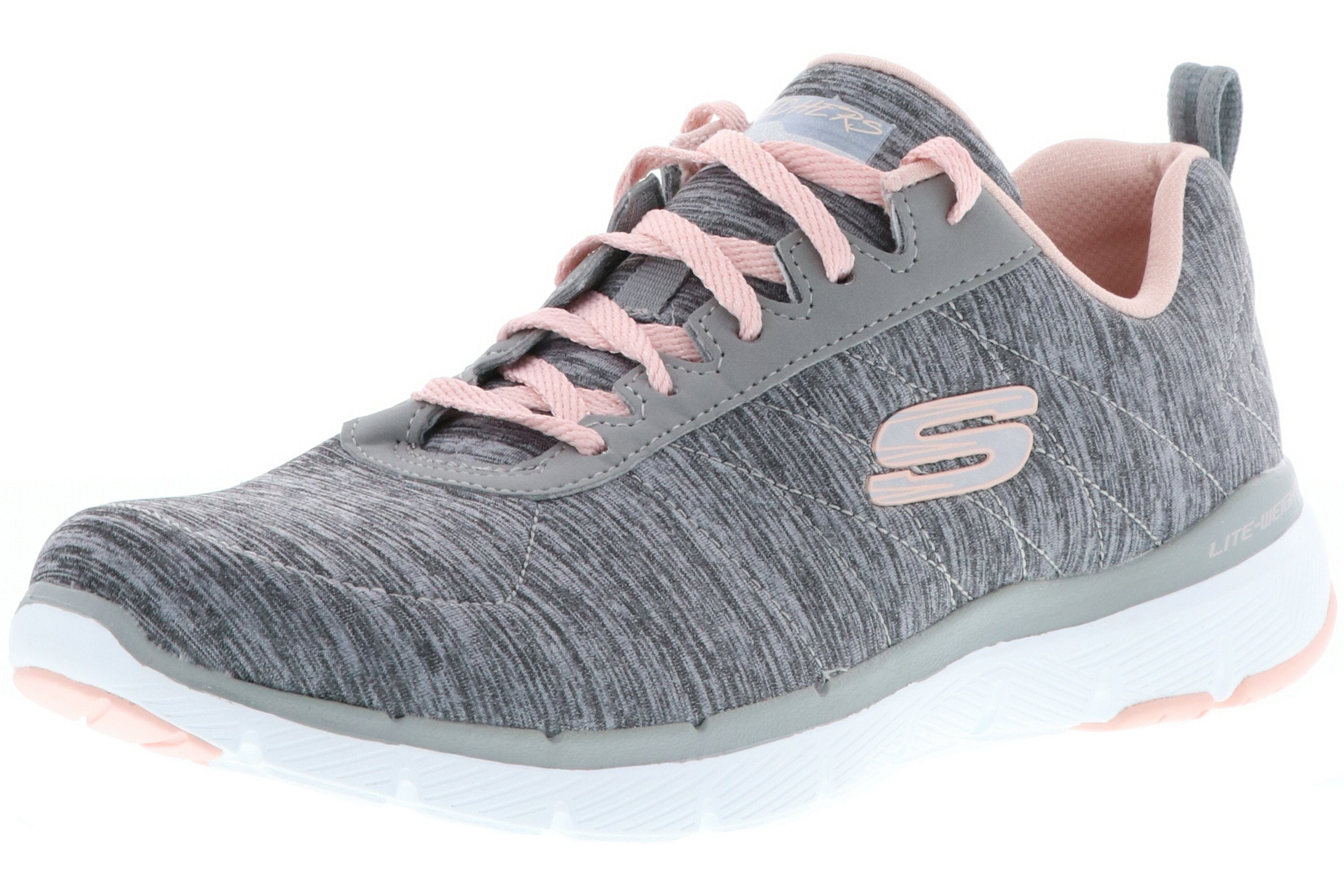 Skechers 13067/GYLP Flex Appeal 3.0-Insiders Gray/Light Pink Sneaker hellgrau / altrosa