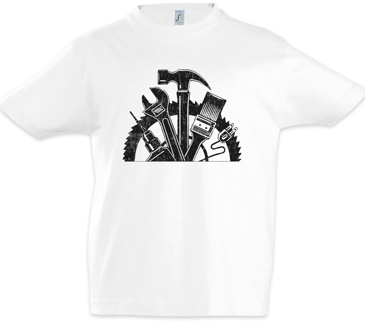 Urban Backwoods Print-Shirt Handyman Tools Kinder T-Shirt Handwerker Heimwerker Handyman DIY (1-tlg) Handwerk Hobby Hammer Bohrmaschine