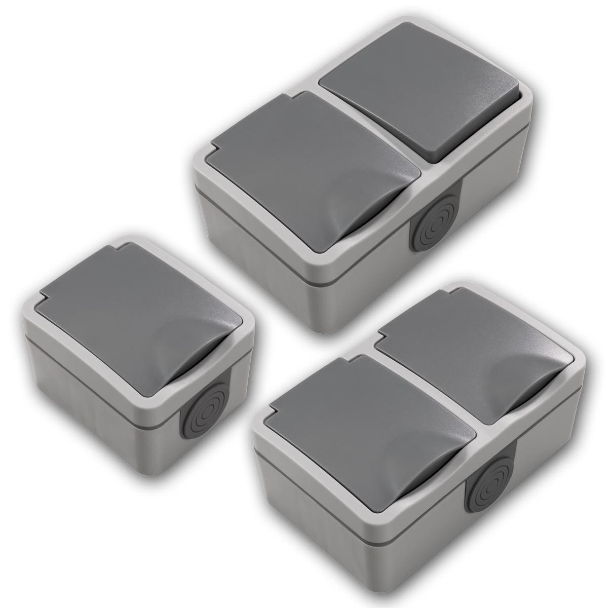 McPower Aufputz-Steckdose FIX Set "Waschraum" 4-teilig IP54 230V~ Steckansch