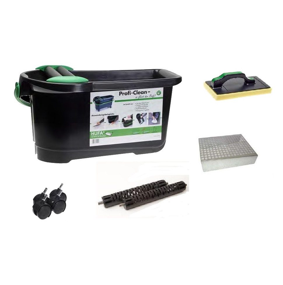 Hufa Fliesenrollenwasch-Set Hufa Fliesen Waschset 24 Liter Eimer Profi Clean Spezial Plus 9449, Noppen Waschrollen