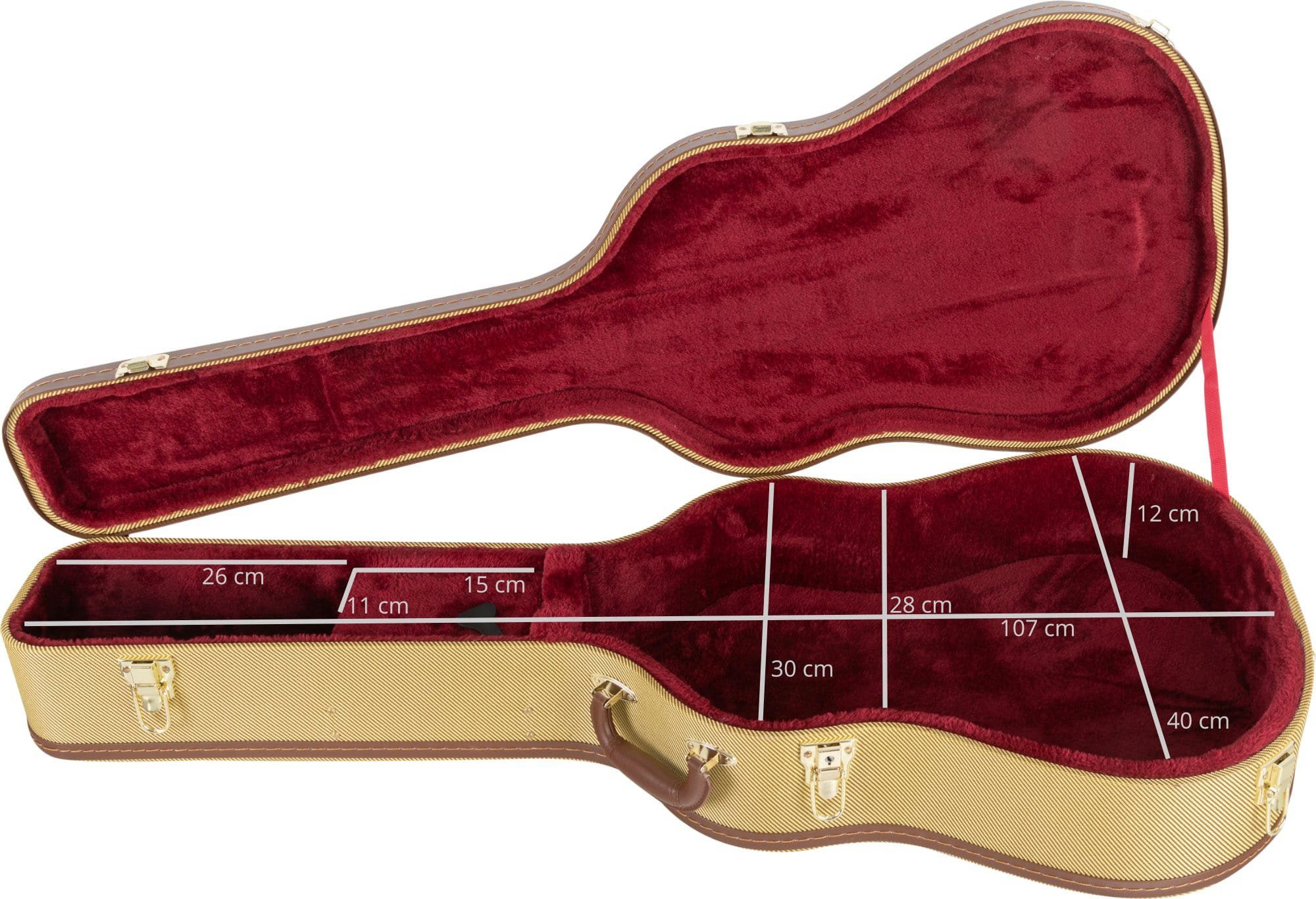 Shaman Gitarrentasche WGHCT-4122TW Hardcase Westerngitarre Tweed, Akustikgitarrenkoffer mit Zubehörfach und verschließbarem Case