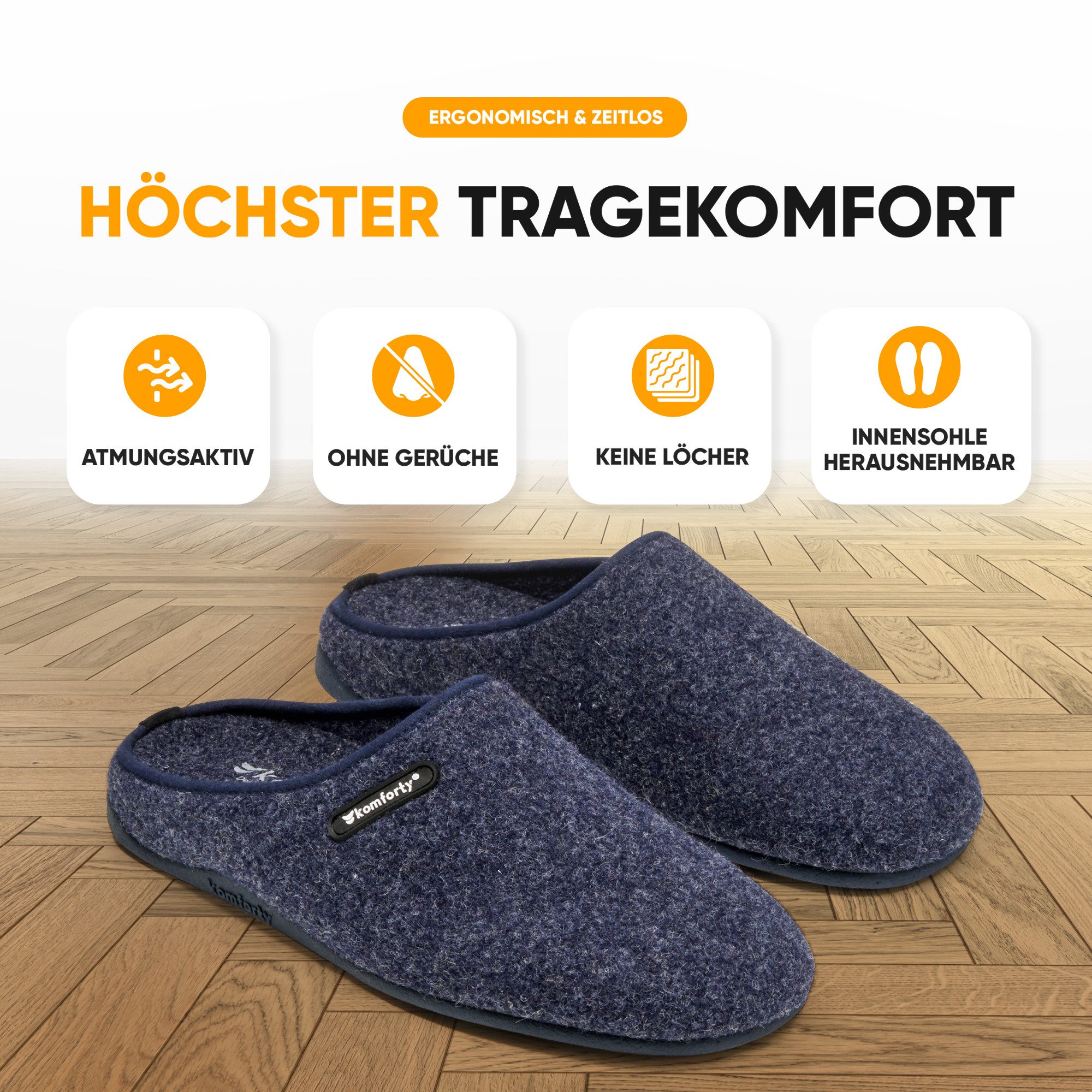 Komforty Komforty Hausschuhe Damen Herren für drinnen & draußen aus Wolle Hausschuh (Paar, Natürliche Wolle, Natürlicher Kautschuk, Warme Füße, Komforty) Natürliche Wolle, Made in Spain