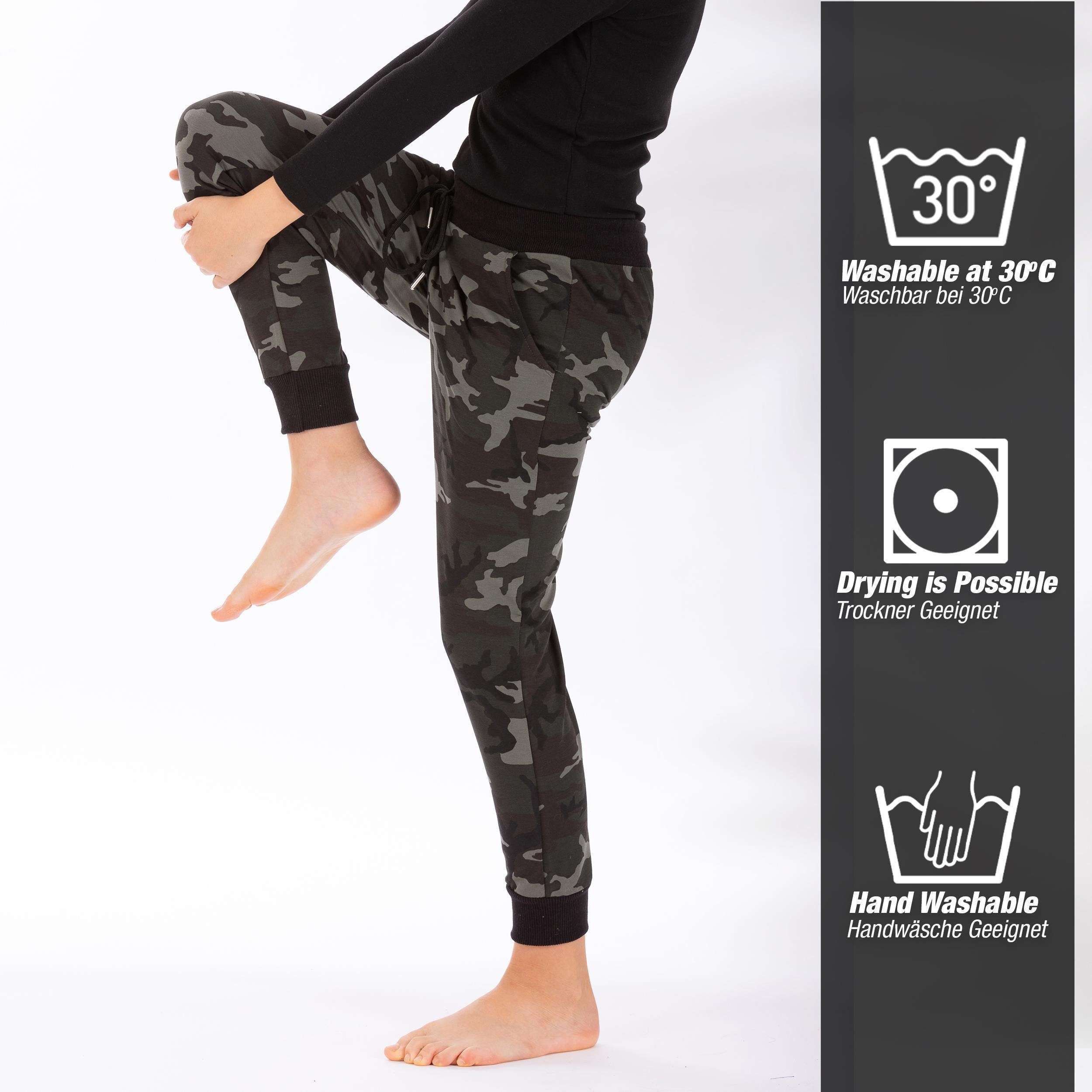 LOREZA Jogginghose Jungen & Mädchen Freizeithose Trainingshose Sporthose - Camouflage - (1-tlg)