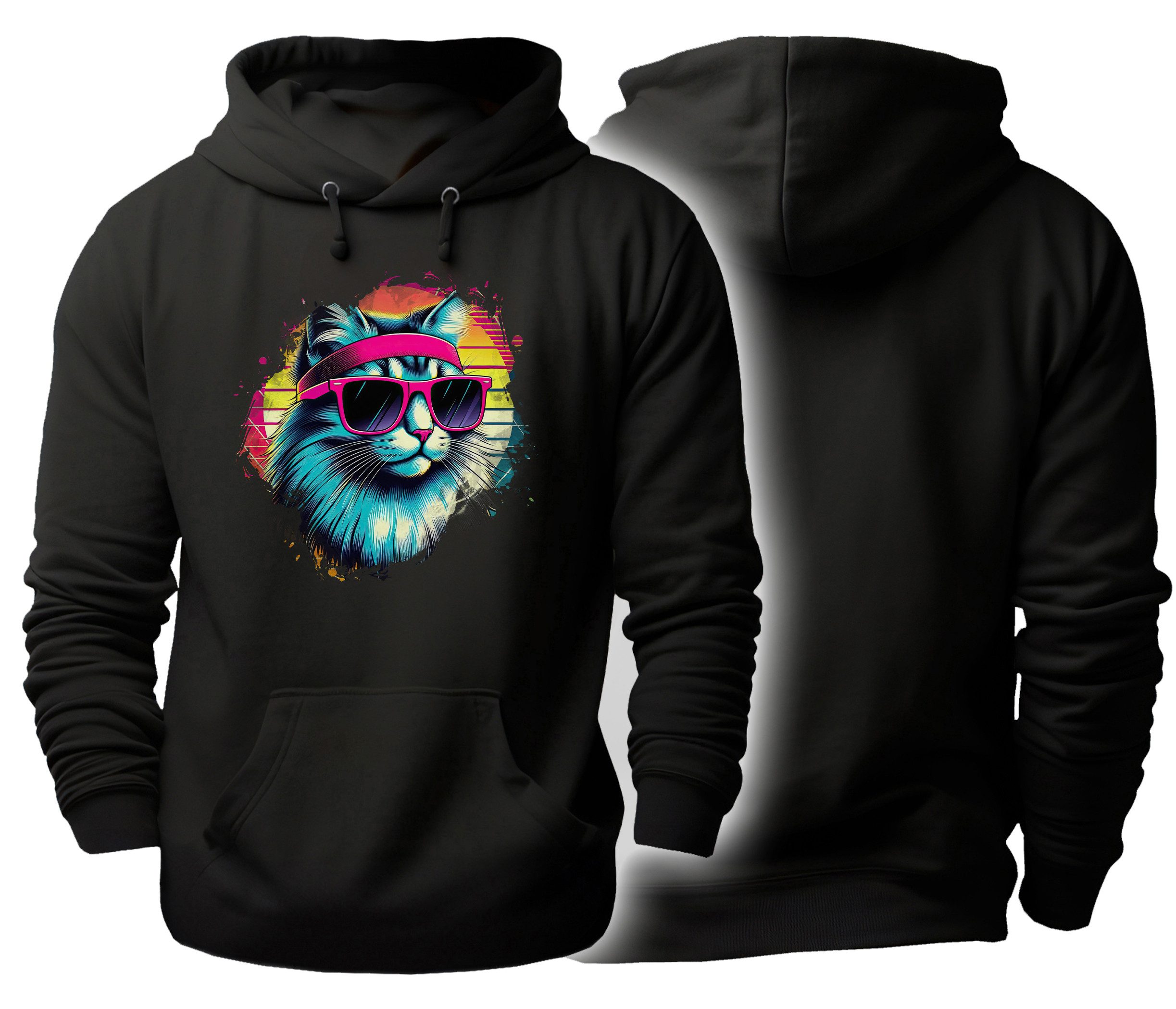 Hoodie Urbaner Streetart Kapuzen Pullover - Katzen Hoodie