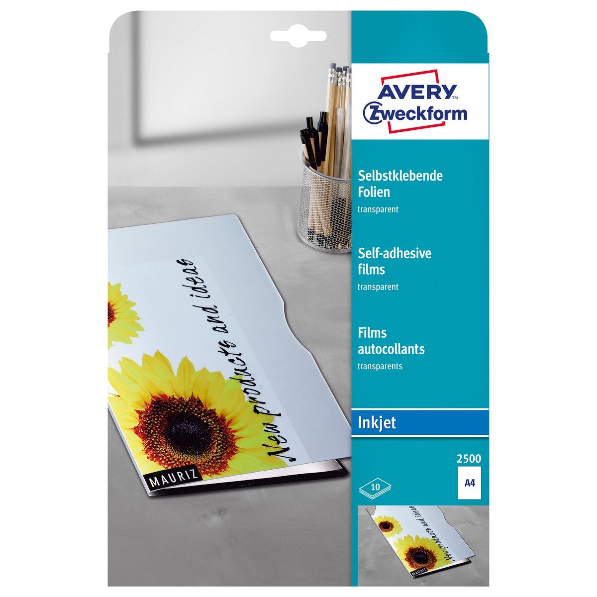 Avery Zweckform Etiketten AVERY Zweckform Folien selbstklebend transparent DIN A4 10 Stück