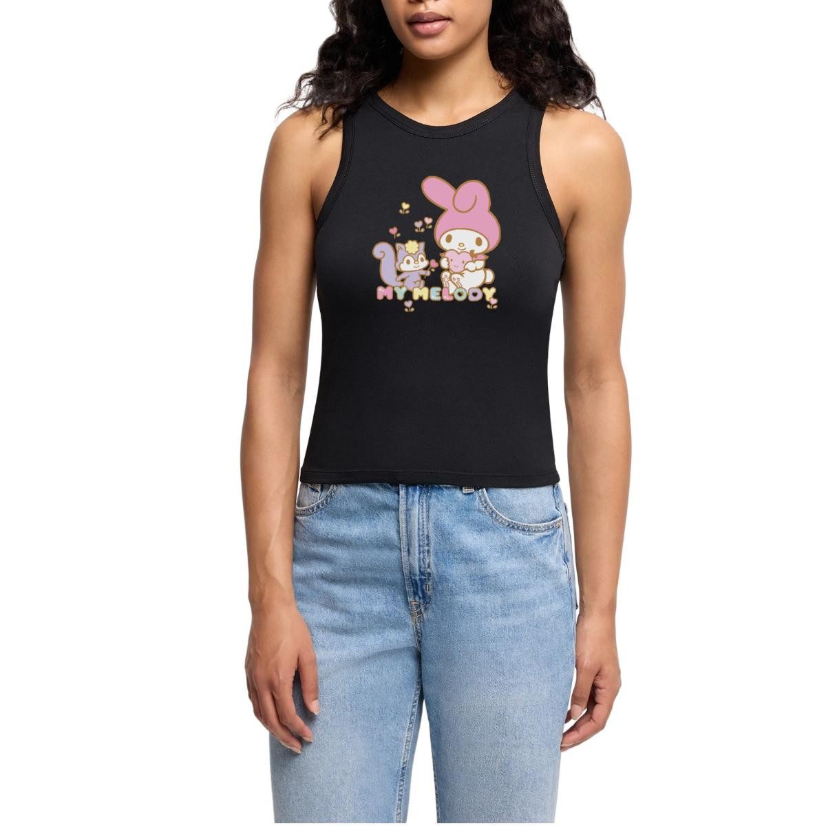 T-Shirt My Melody Pflückt Mit Risu Herzblümchen Cropped Frauen Organic Tank To