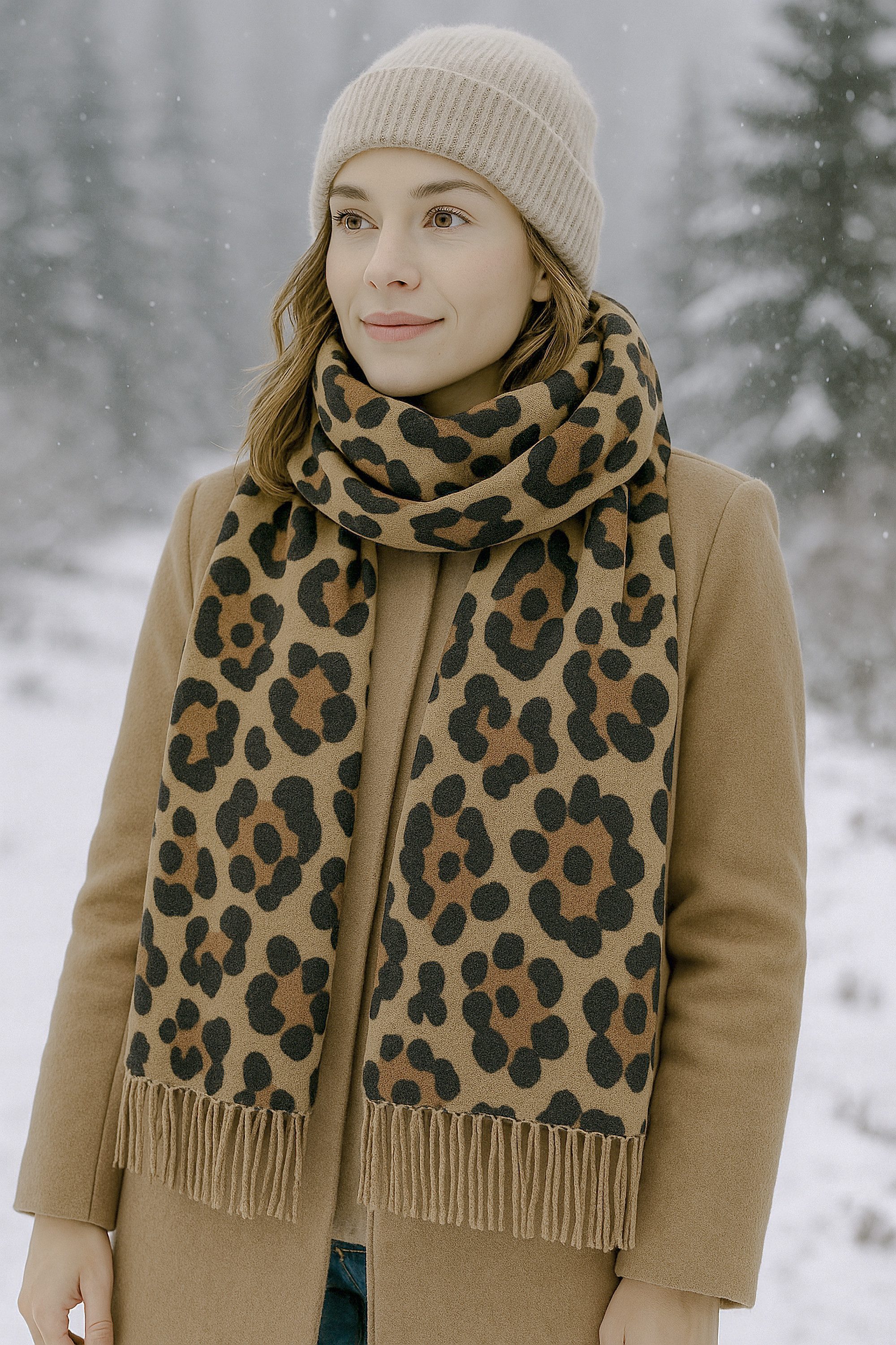 COLLEZIONE ALESSANDRO Modeschal Leopard, (1-St), aus wärmender, dicker Viskose