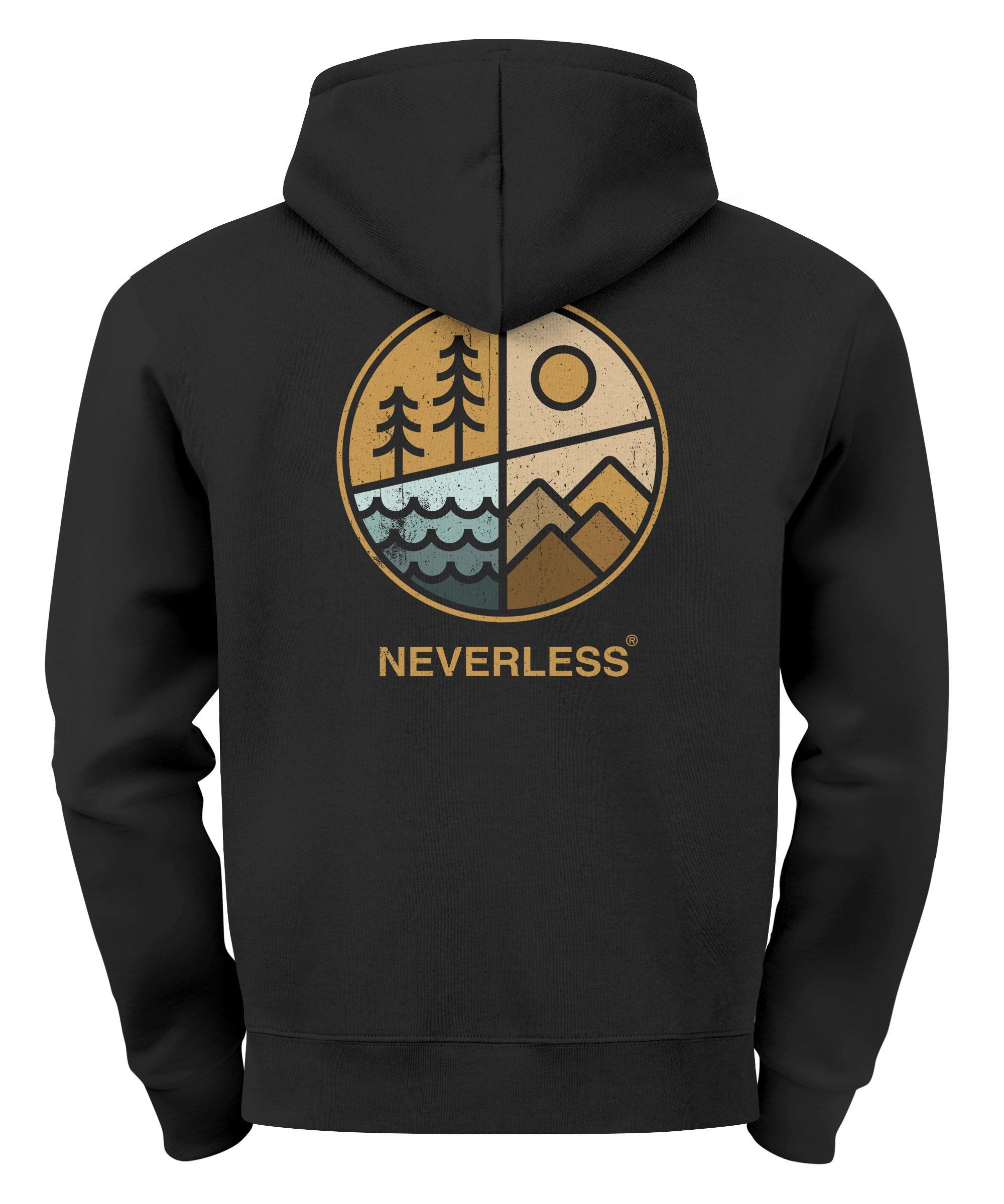 Neverless Hoodie Hoodie Backprint Herren Natur günstig online kaufen