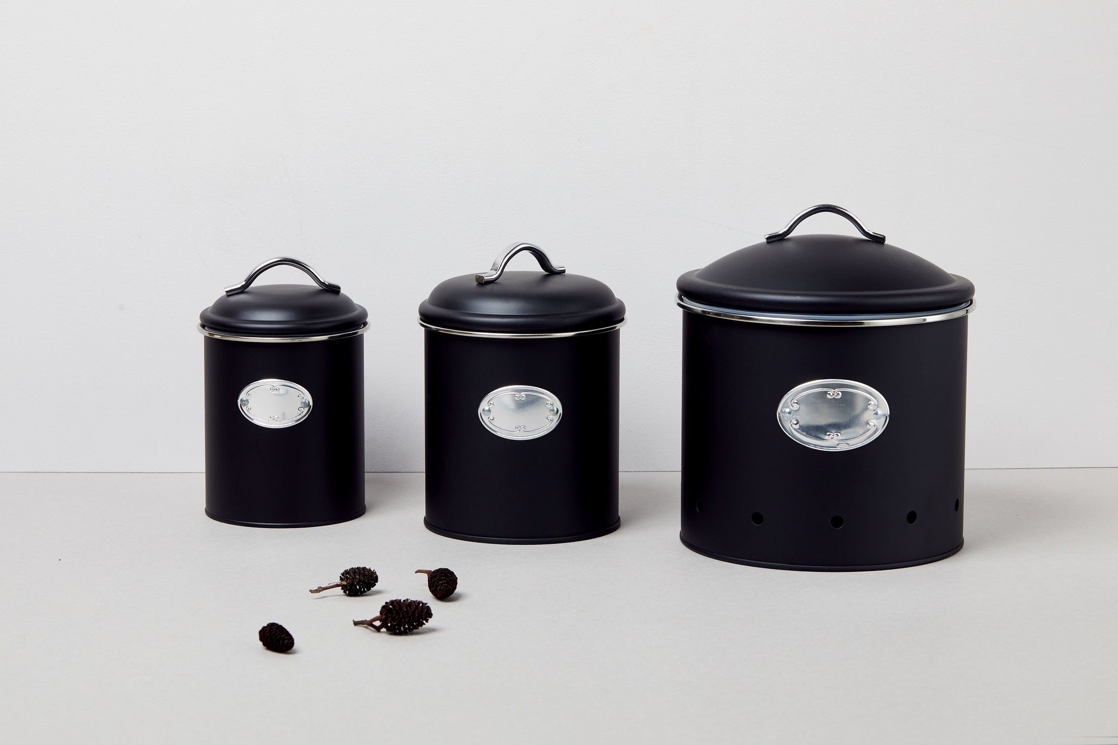 WENKO Vorratsdose Modell Nero, Metall, (Set, 3-tlg), Aufbewahrungsdosen für Vorräte und Lebensmittel, 3 Größen
