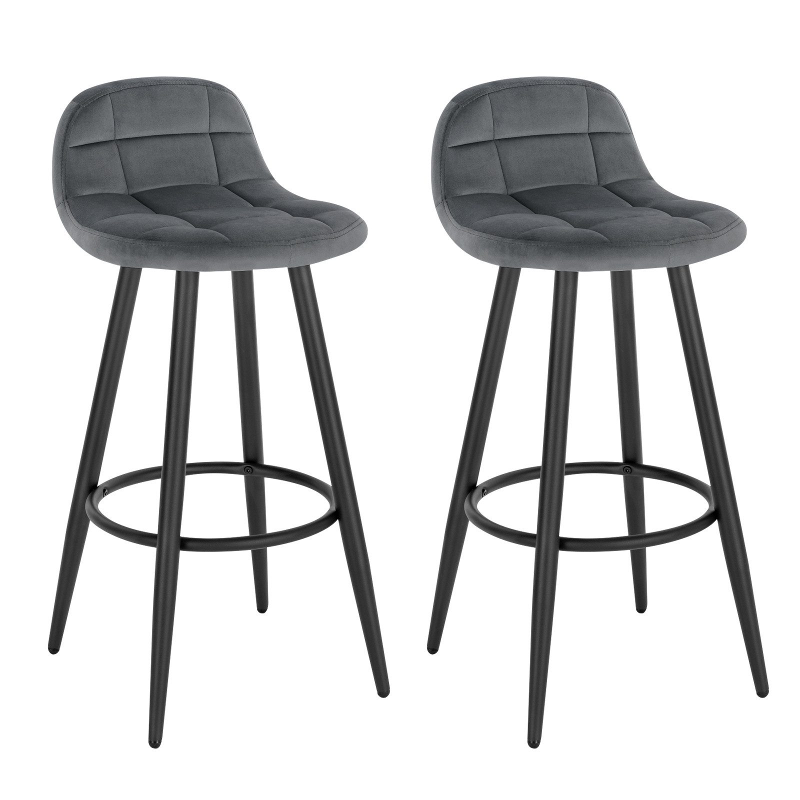 Woltu Barhocker (2 St), Samtbezug Barstuhl mit Rückenlehne und Fußstütze günstig online kaufen