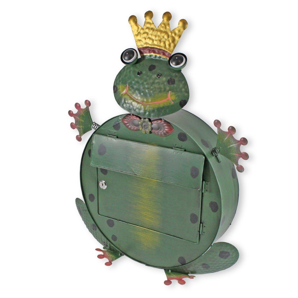 handbemalt, Froschkönig mit Briefkasten hoch) Schlüsseln, (aus cm 60 Metall-Briefkasten colourliving Metall, 2