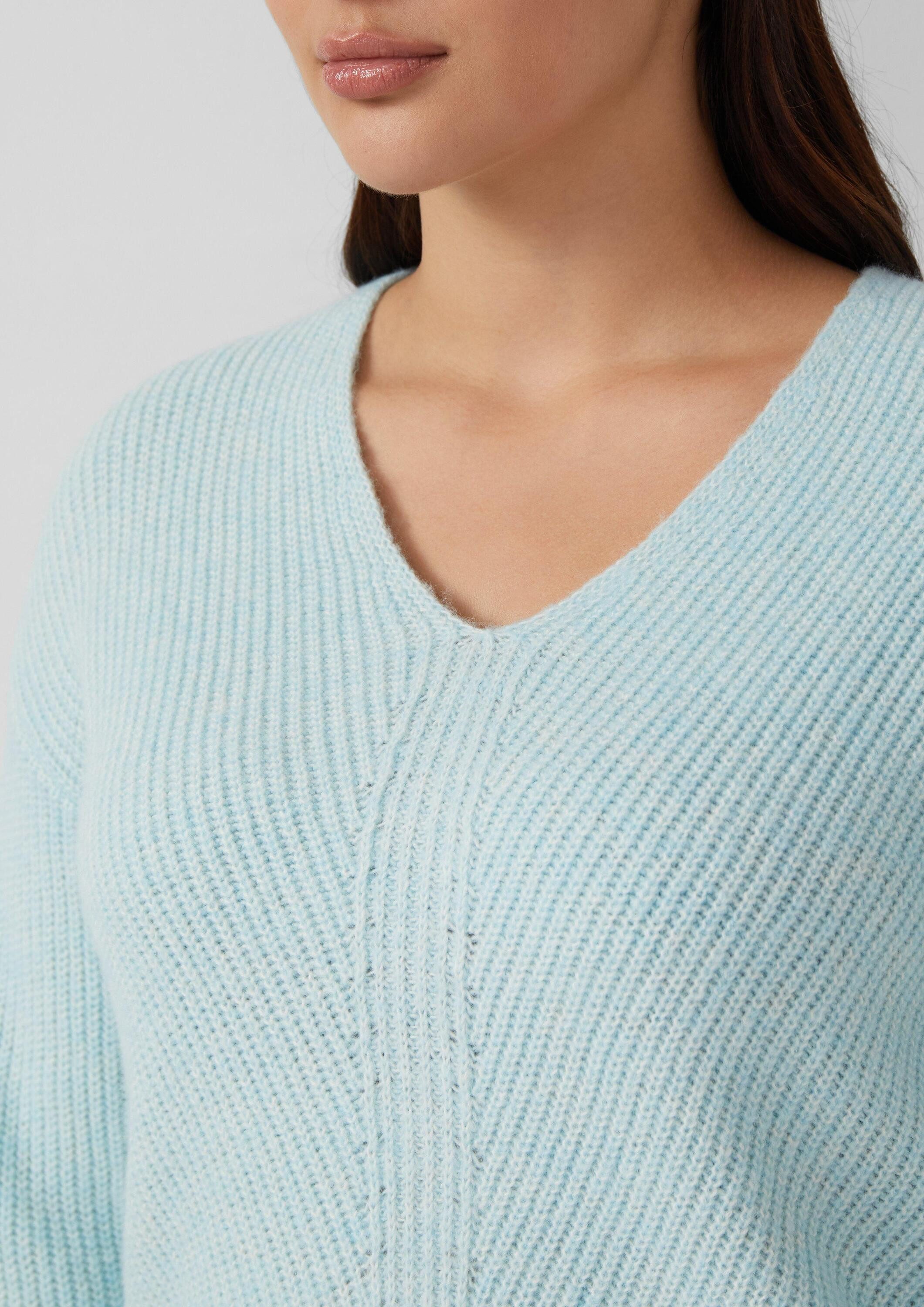 s.Oliver Longpullover Strickpullover Weicher Strickpullover im Relaxed Fit mit V-Ausschnitt