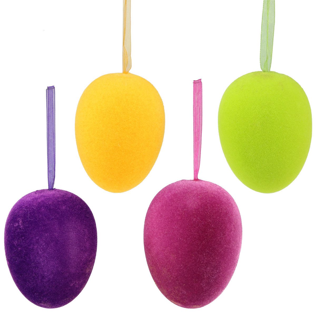 Viana Osterei Bunte beflockte Ostereier zum Aufhängen 8 cm 8er-Set für Osterstrauß