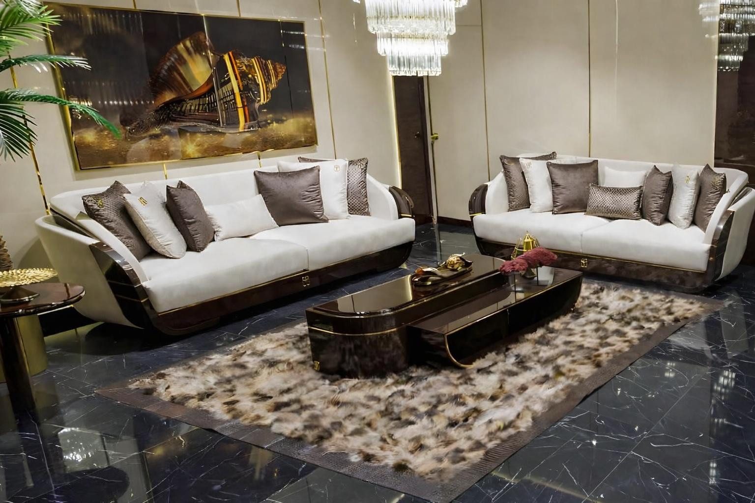 JVmoebel Polstergarnitur Edle Wohnzimmer Garnitur Polstersofas Designer Couchen Couchtisch, (3-tlg)