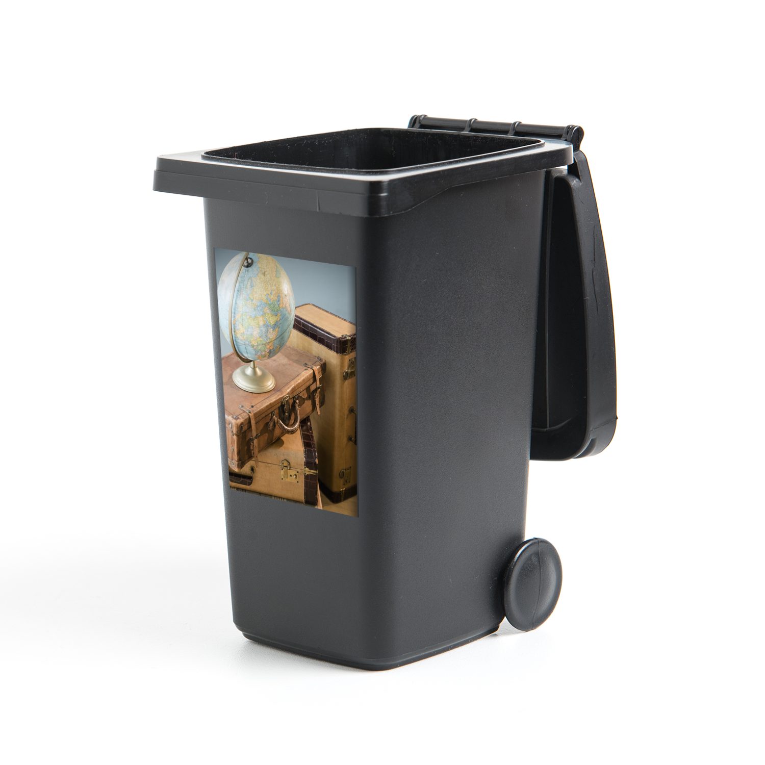 - Mülltonne, MuchoWow Abfalbehälter Container, Globus Wandsticker - Koffer Vintage (1 St), Mülleimer-aufkleber, Sticker,