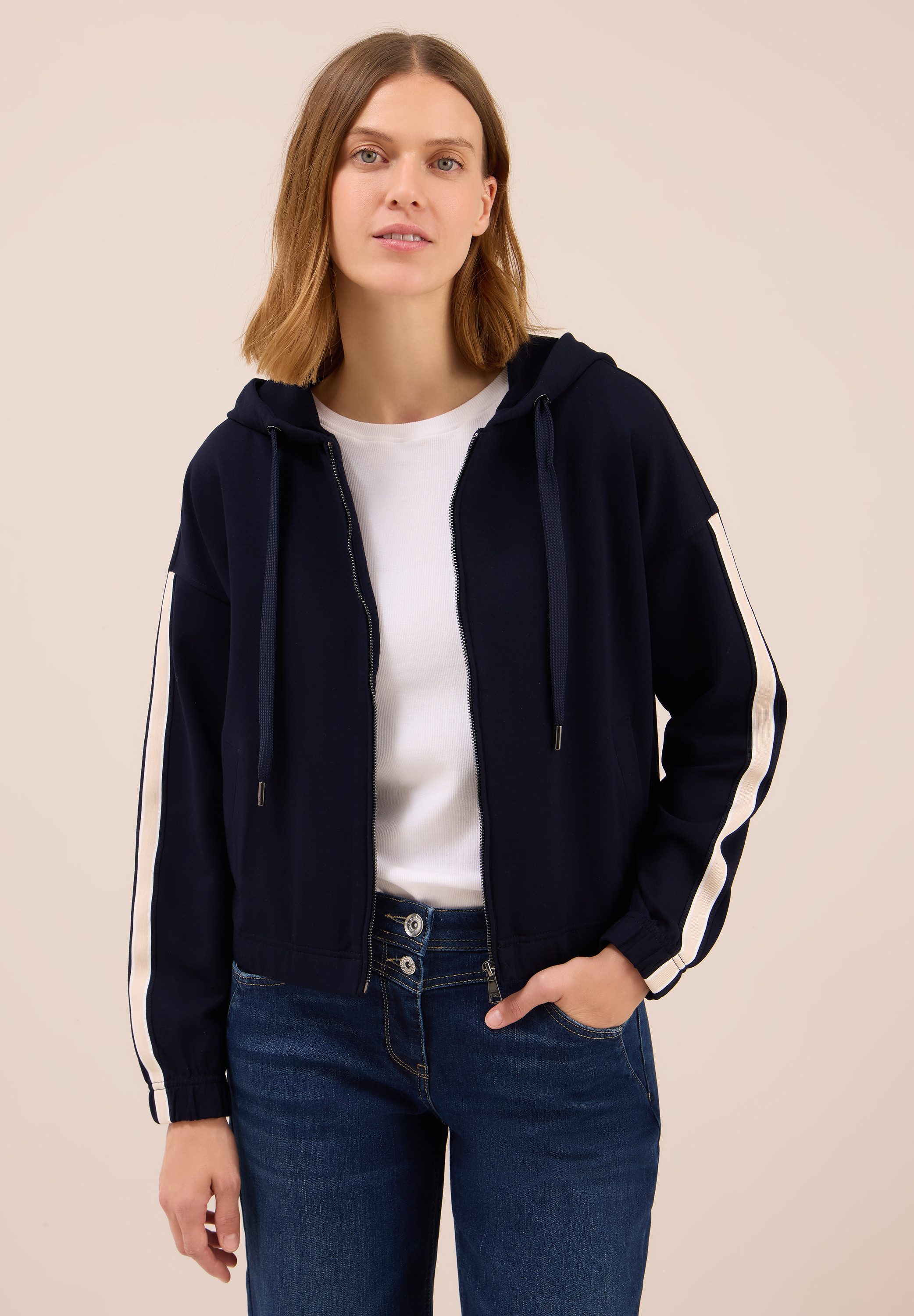 CECIL Sweatjacke mit Galon-Streifen