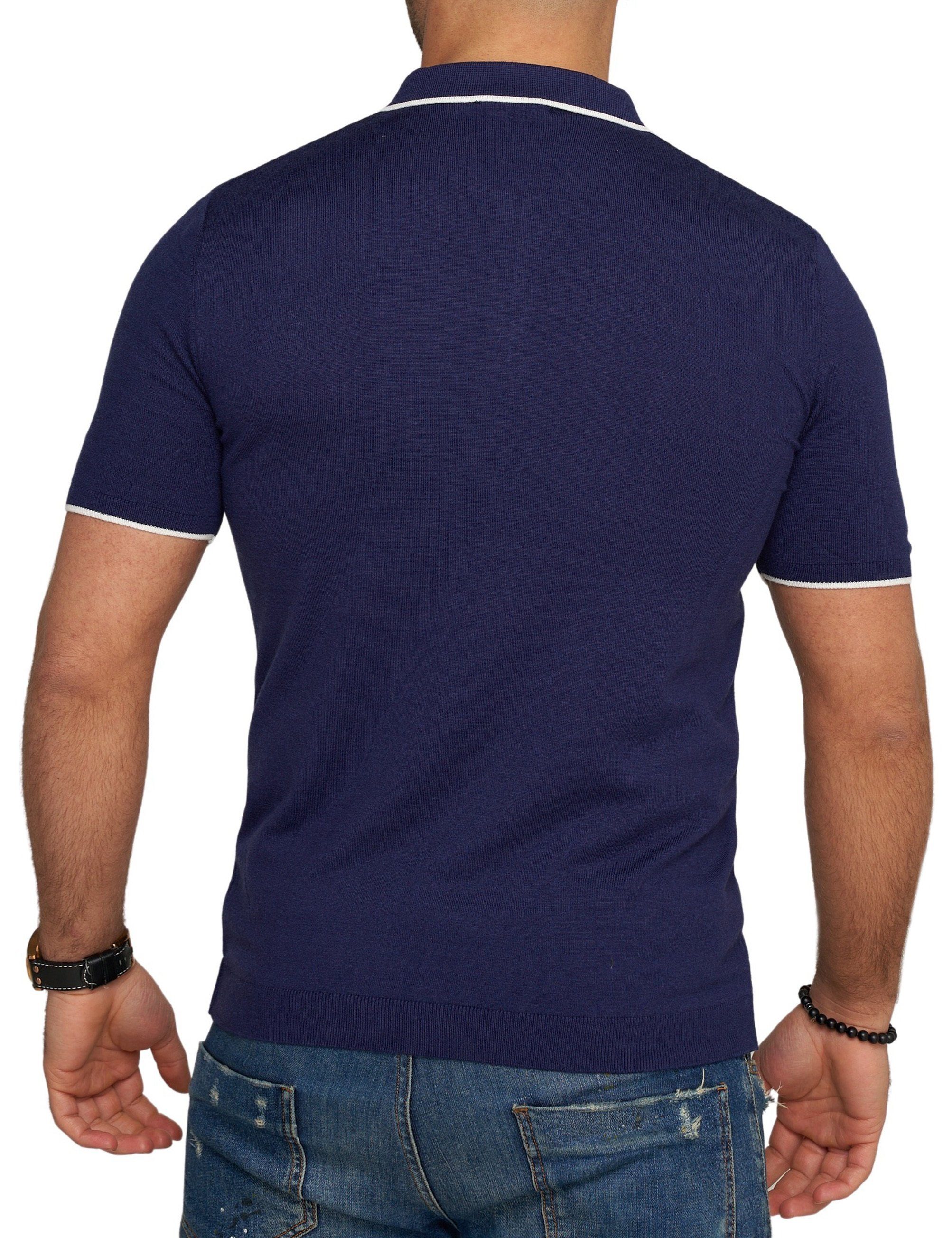 Polo Strick Kurzarm Poloshirt CRRONDA T-Shirt Navy Stripe CARISMA