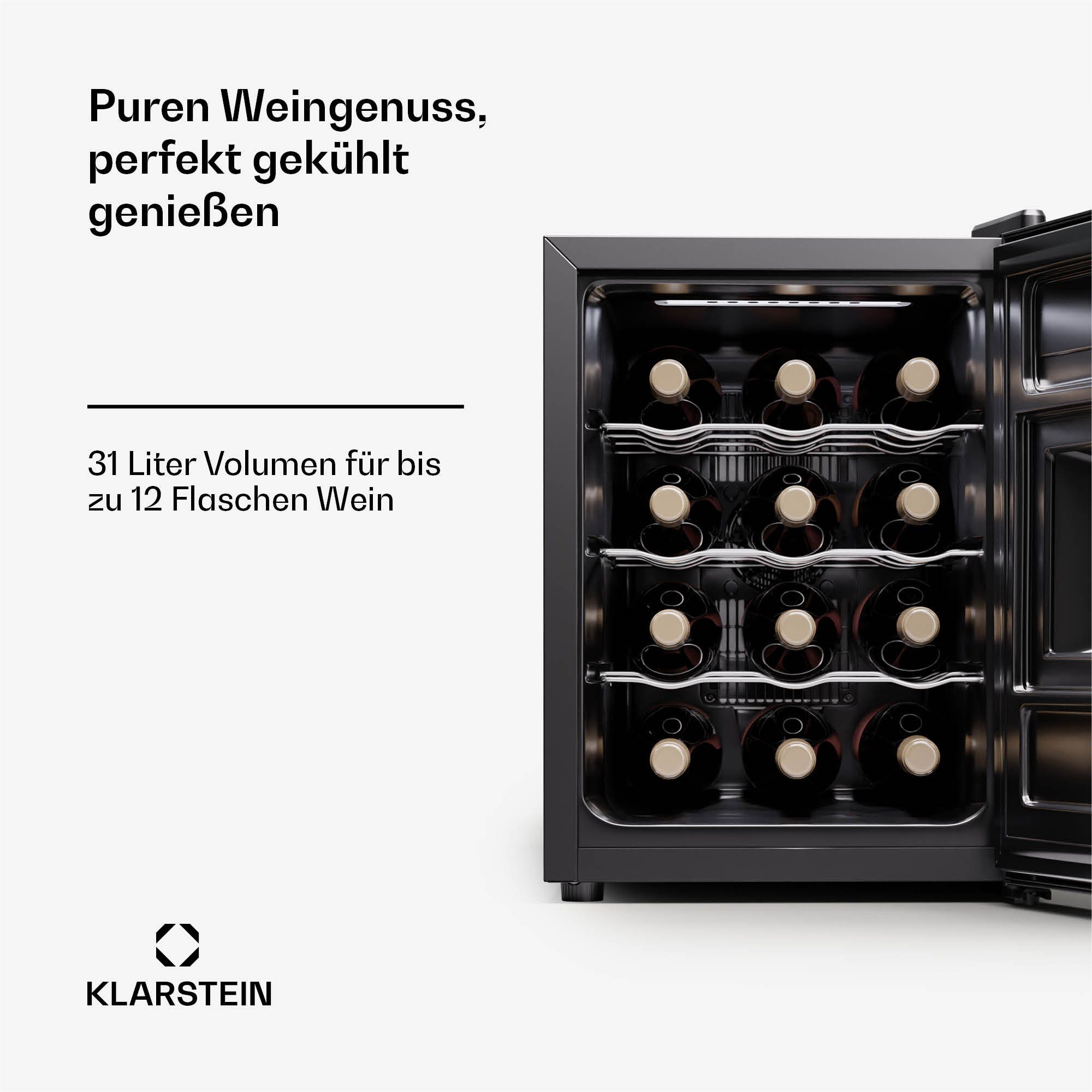 Klarstein Weinkühlschrank Silent Vino 12 Uno, für 12 Standardflaschen á 0,75l,Wein Flaschenkühlschrank Weintemperierschrank Weinschrank Kühlschrank – Bild 2 von 5