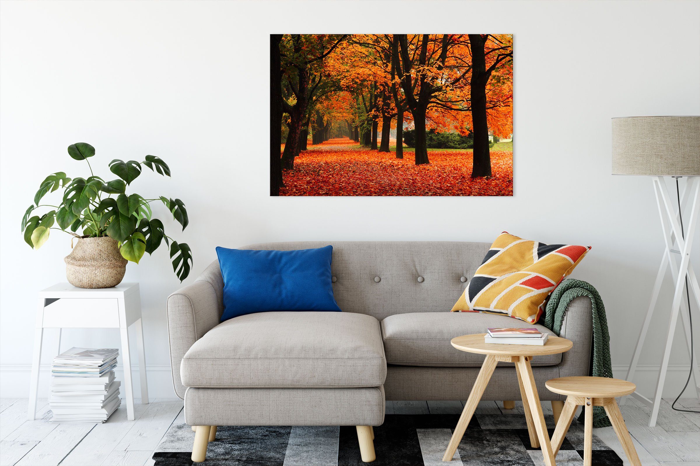 Pixxprint Leinwandbild Baumallee im Herbst, Baumallee im Herbst (1 St), Lei günstig online kaufen