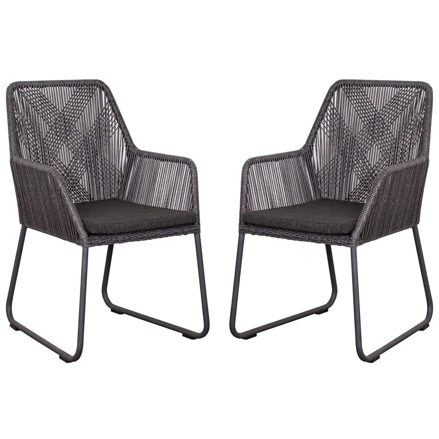 terrassana Gartenstuhl Gartenstuhl Diningsessel Adora - PE twisted light coal (2er-Set)