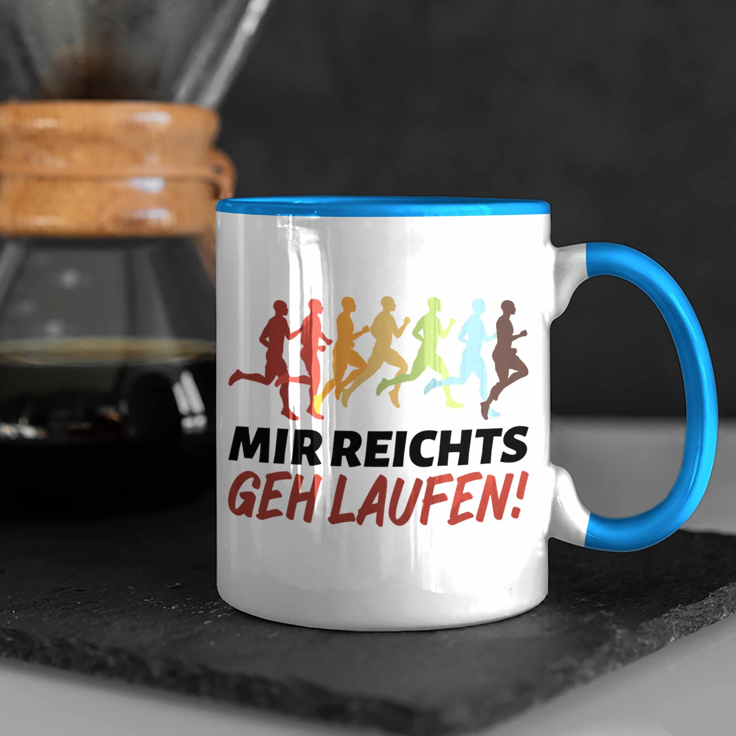 Tasse Läufer Geschenkid Reichts Laufen Geh für Jogger Ich Tasse Mir Geschenk Blau Trendation