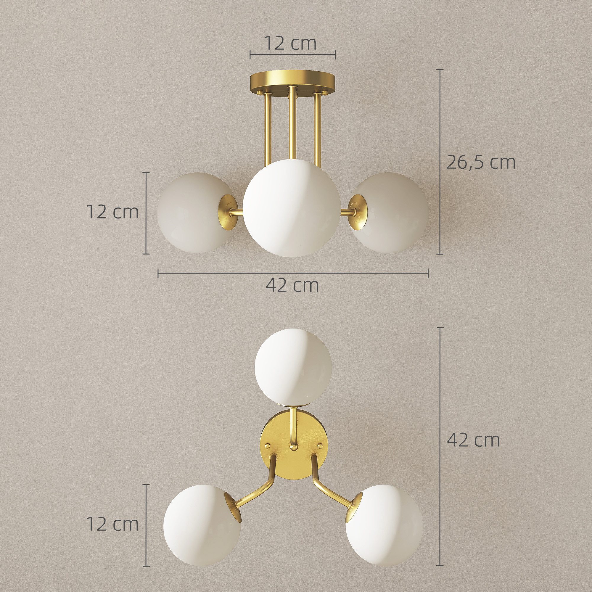 HOMCOM Deckenleuchte, ohne Leuchtmittel, Deckenlampe, G9, modern, ohne Leuchtmittel