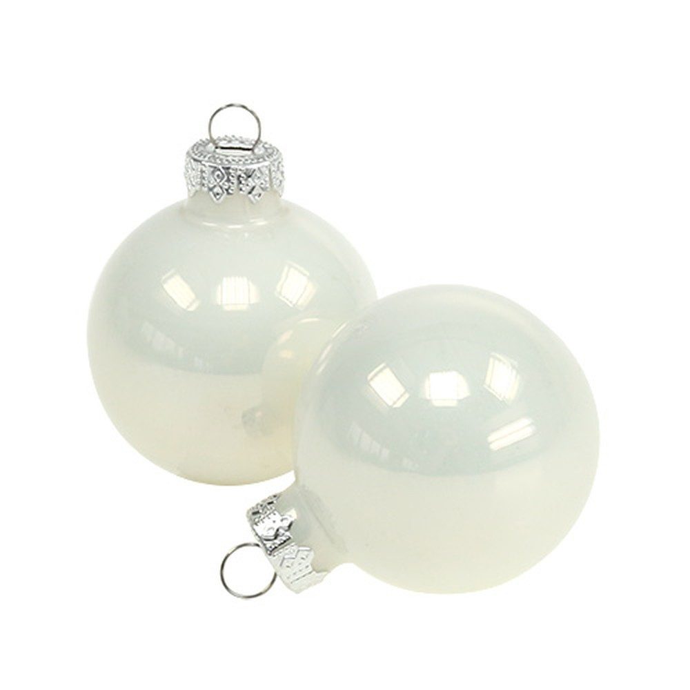 Florists Products Weihnachtsbaumkugel Weihnachtskugel 4cm Weiß Glänzend Set 24 Stück Christbaumdeko