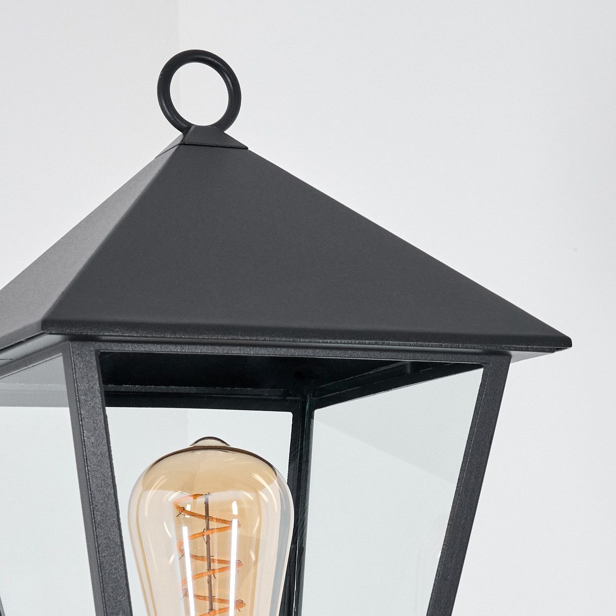 hofstein Pollerleuchte Wegeleuchte aus Metall/Glas in Schwarz/Klar, ohne Leuchtmittel, Kandelaber, max. 230 cm, Landhaus IP44, 1 x E27, ohne Leuchtmittel
