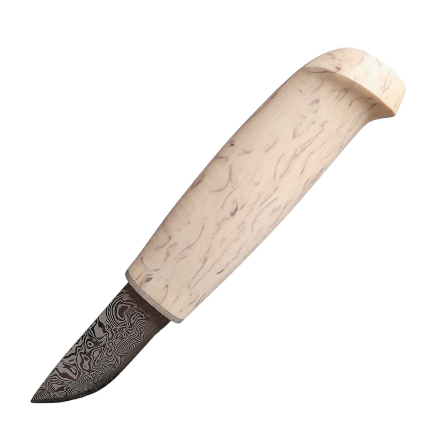 Marttiini Universalmesser Marttiini ICE CRYSTAL DAMAST feststehendes Messer, Maserbirkenholz, (2 St), Holz Geschenkbox; Damast-Stahl (120 Lagen)