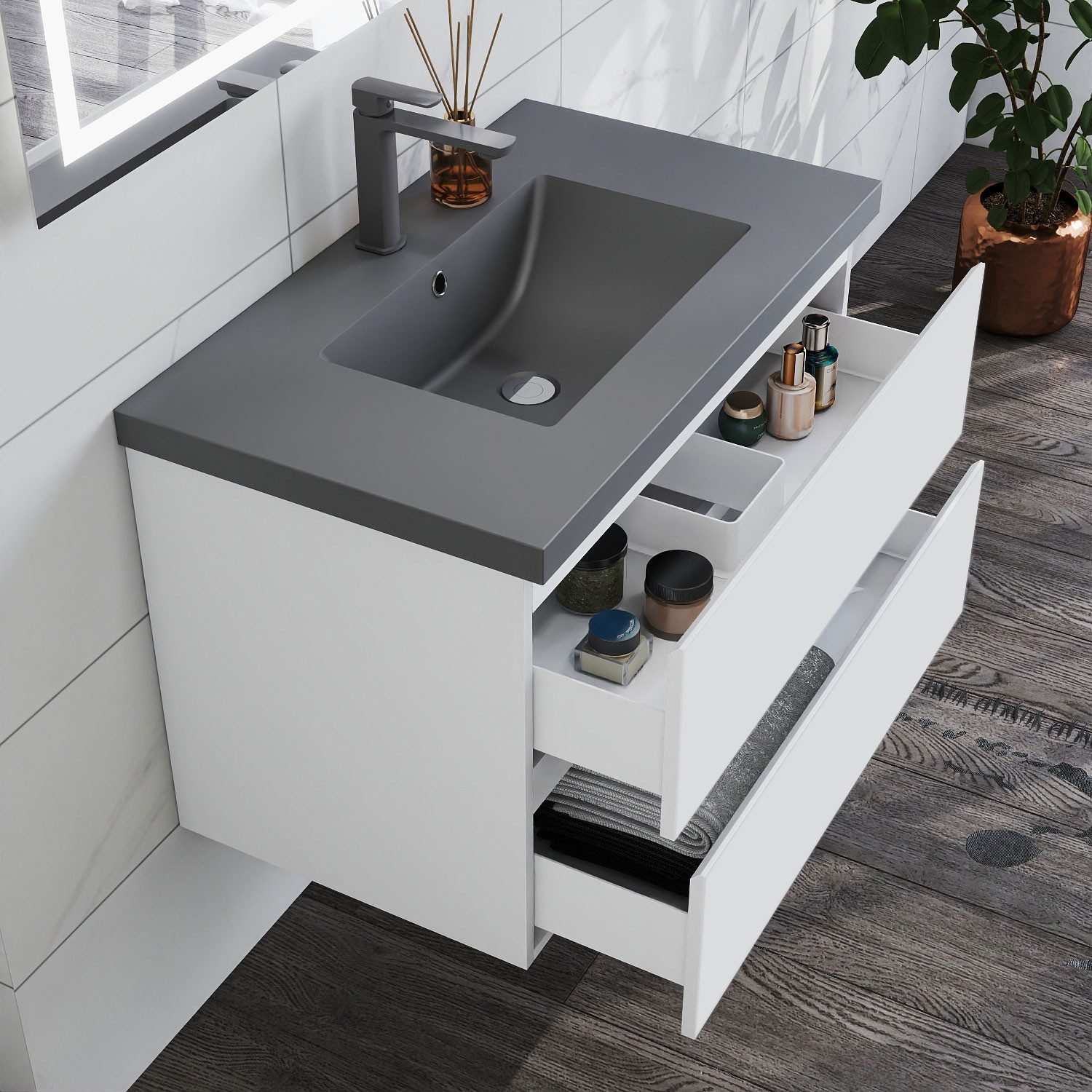 duschspa Waschtisch Waschbecken mit Unterschrank Badschrank Waschplatz Badm günstig online kaufen