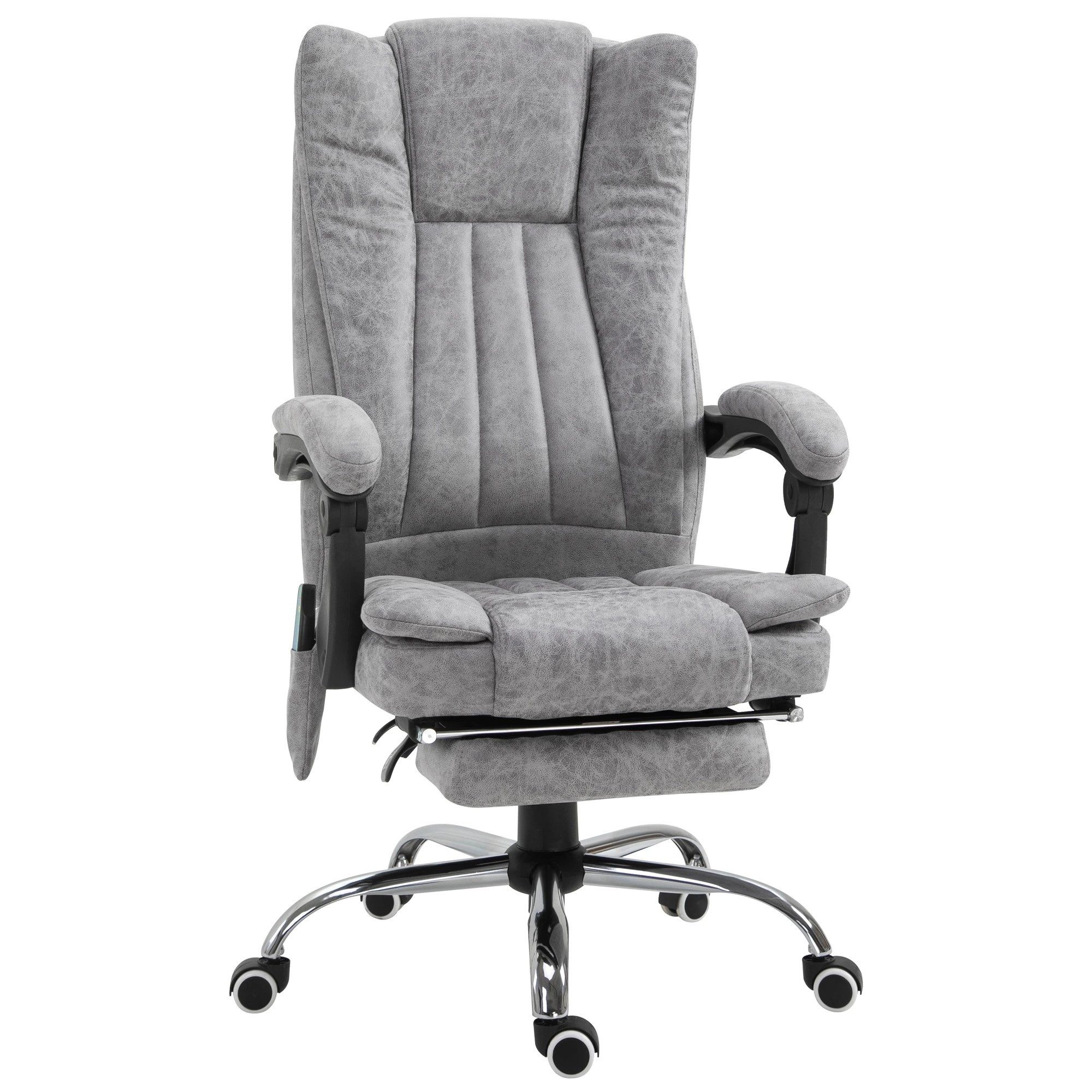 MC Star Bürostuhl Massagesessel Heizfunktion Liegefunktion Massagefunktion (Fußstütze Dicke Polsterung Grau 62 x 67 x 113-120 cm)