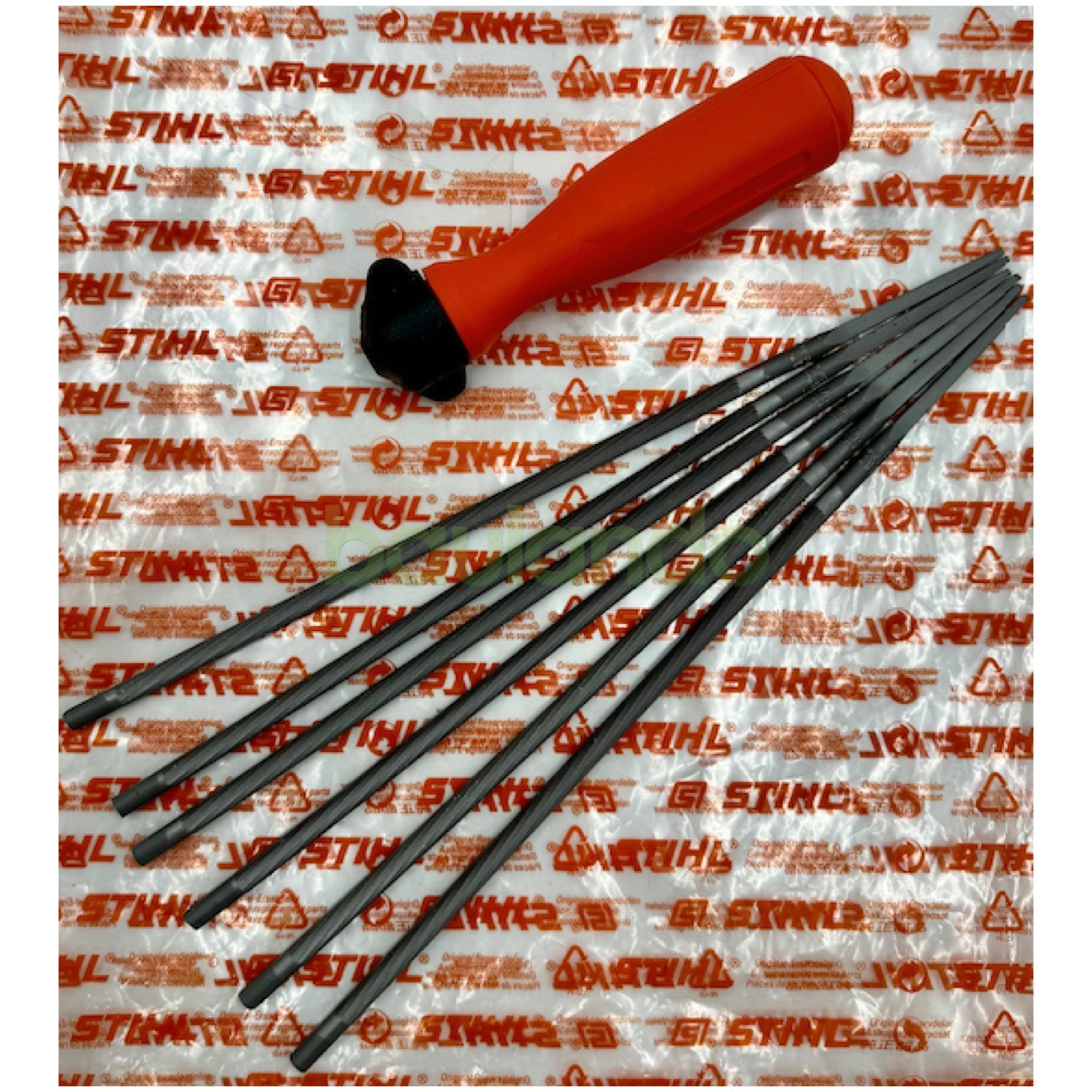 STIHL Feile Rundfeile 5,2 x 200 mm (6 Stück) + Feilenhalter, (6x Rundfeile mit Feilenhalter, 6 St)