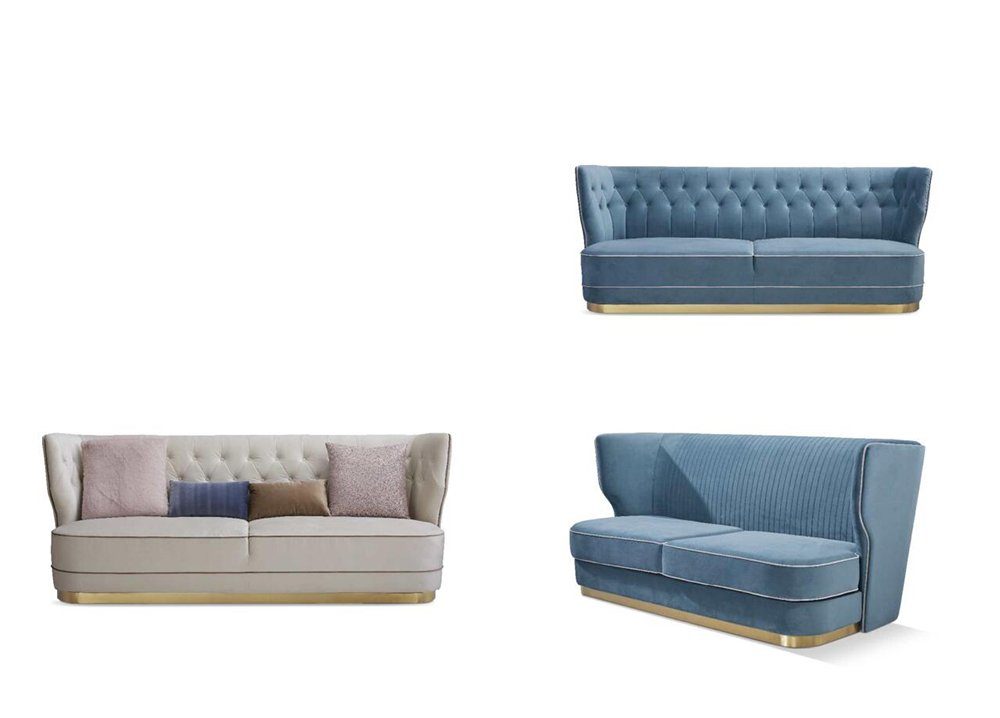 2-Sitzer, Luxus 2 Designer JVmoebel Sofa Blau Couch Polstersofas Luxus Sitzer Neu Sofa