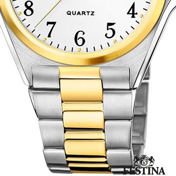 Festina Quarzuhr Festina Herrenuhr Klassik, Herren Armbanduhr rund, Edelstahlarmband silber, gold, Casual