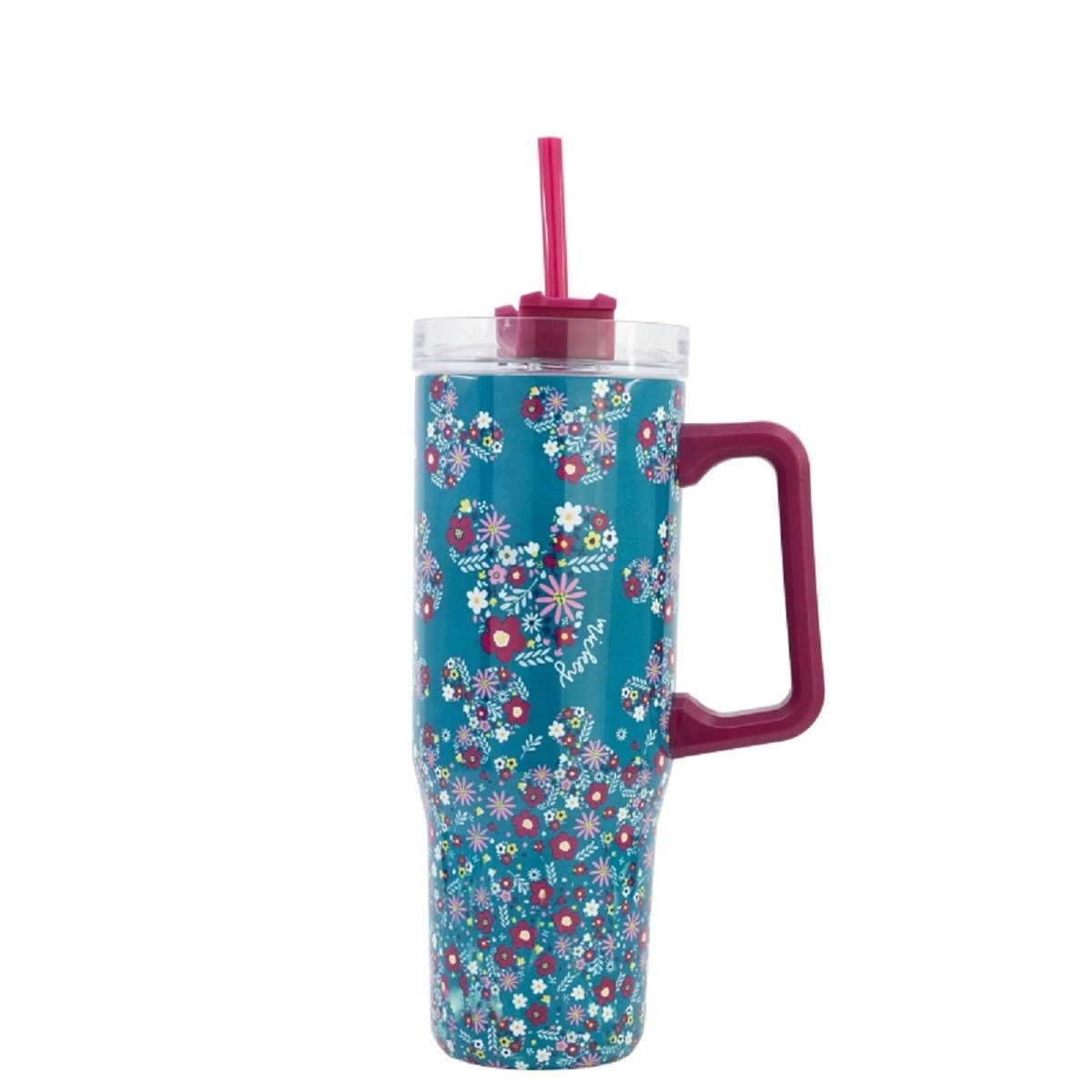 Disney Mickey Mouse Trinkflasche aus Edelstahl mit Strohhalm und Griff – 940 ml, Edelstahl
