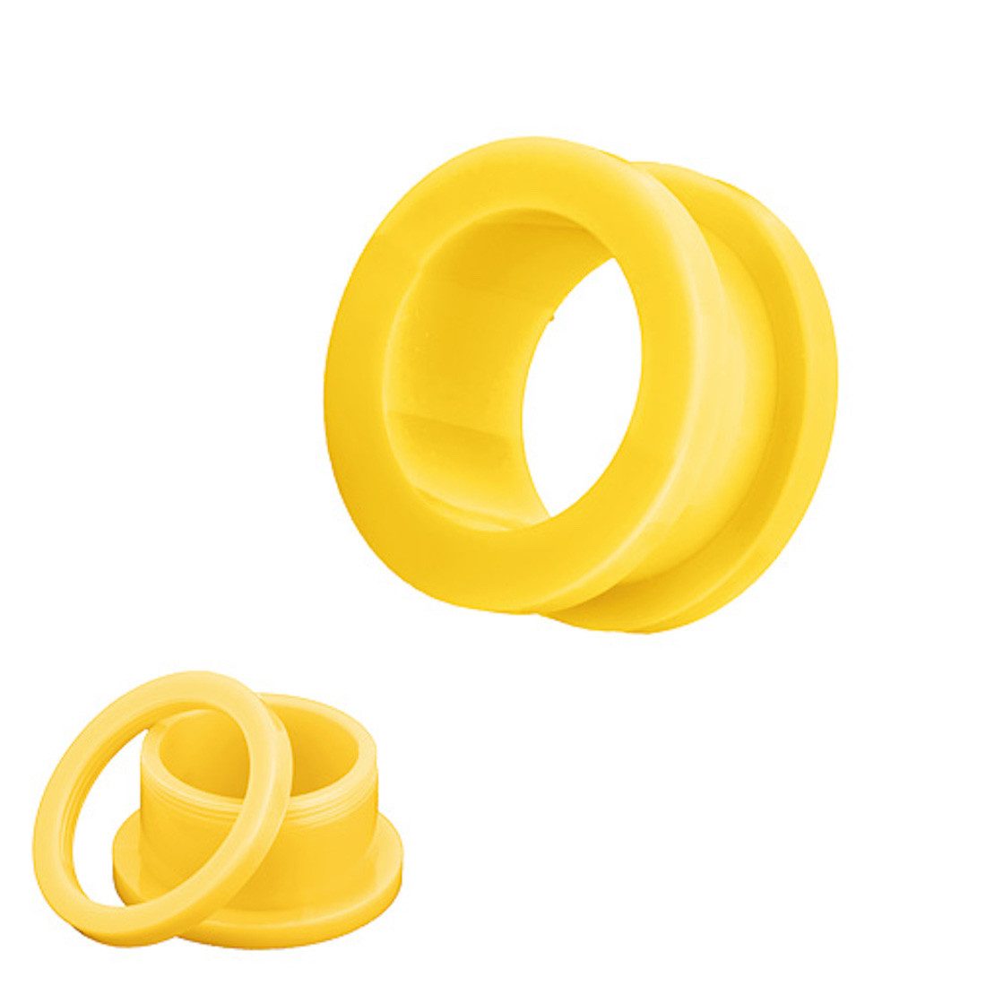 Taffstyle Plug Flesh Schraub Tunnel Kunststoff Gelb 6mm, Ohrpiercing Ohr Ear Flesh Tunnel Plug Piercing